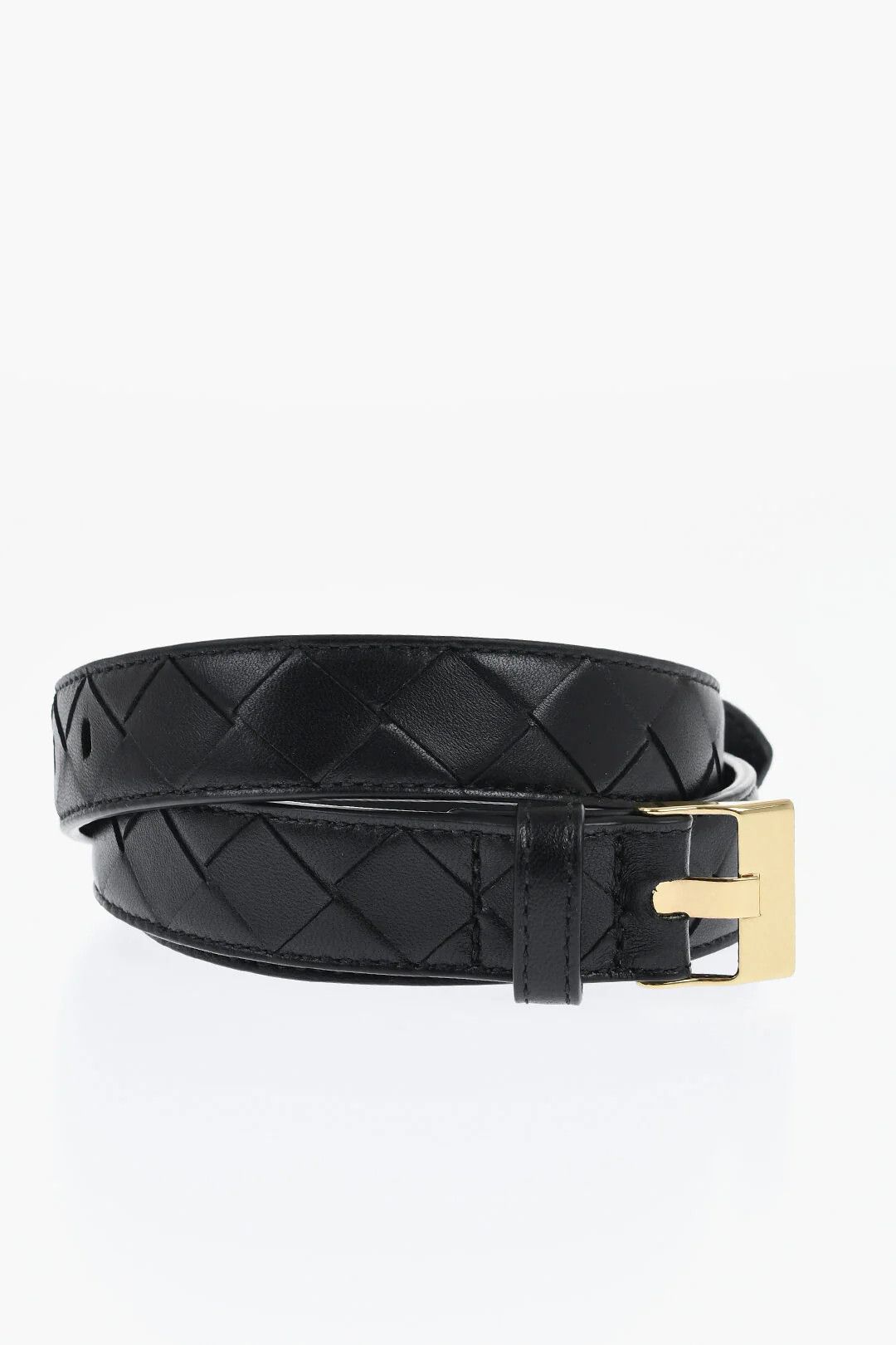 Bottega Veneta og1mm0426 Size: 75 / Slim-Fit Woven Leather Belt in Black Size ONE SIZE - 1 Thumbnail