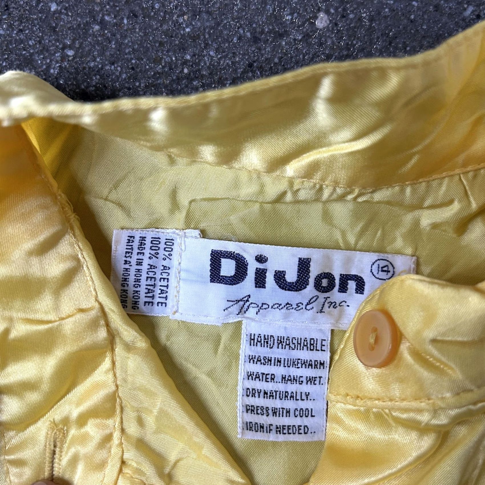 Vintage VINTAGE DiJon Shirt Womens 14 Yellow Satin Acetate Button Short Sleeve Top Size XL / US 12-14 / IT 48-50 - 3 Thumbnail