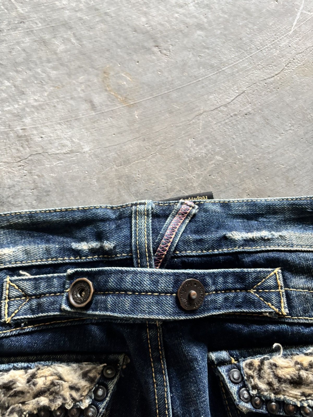 If Six Was Nine RED PEPPER JEANS leopard fur backpocket wing punk grunge Size US 32 / EU 48 - 22 Thumbnail