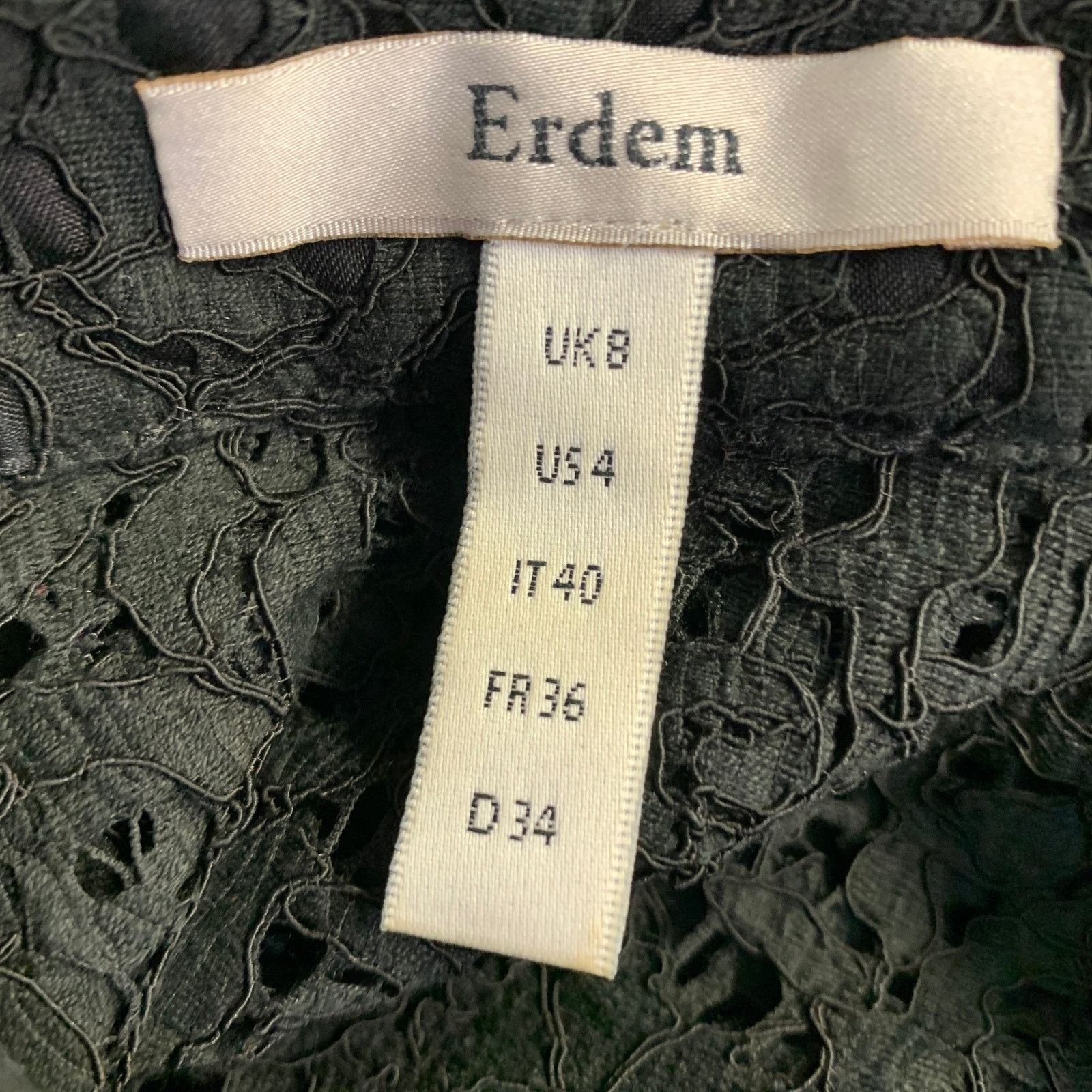 Erdem ERDEM Size 4 Black Lace Sleeveless Button Up Blouse Size S / US 4 / IT 40 - 4 Thumbnail