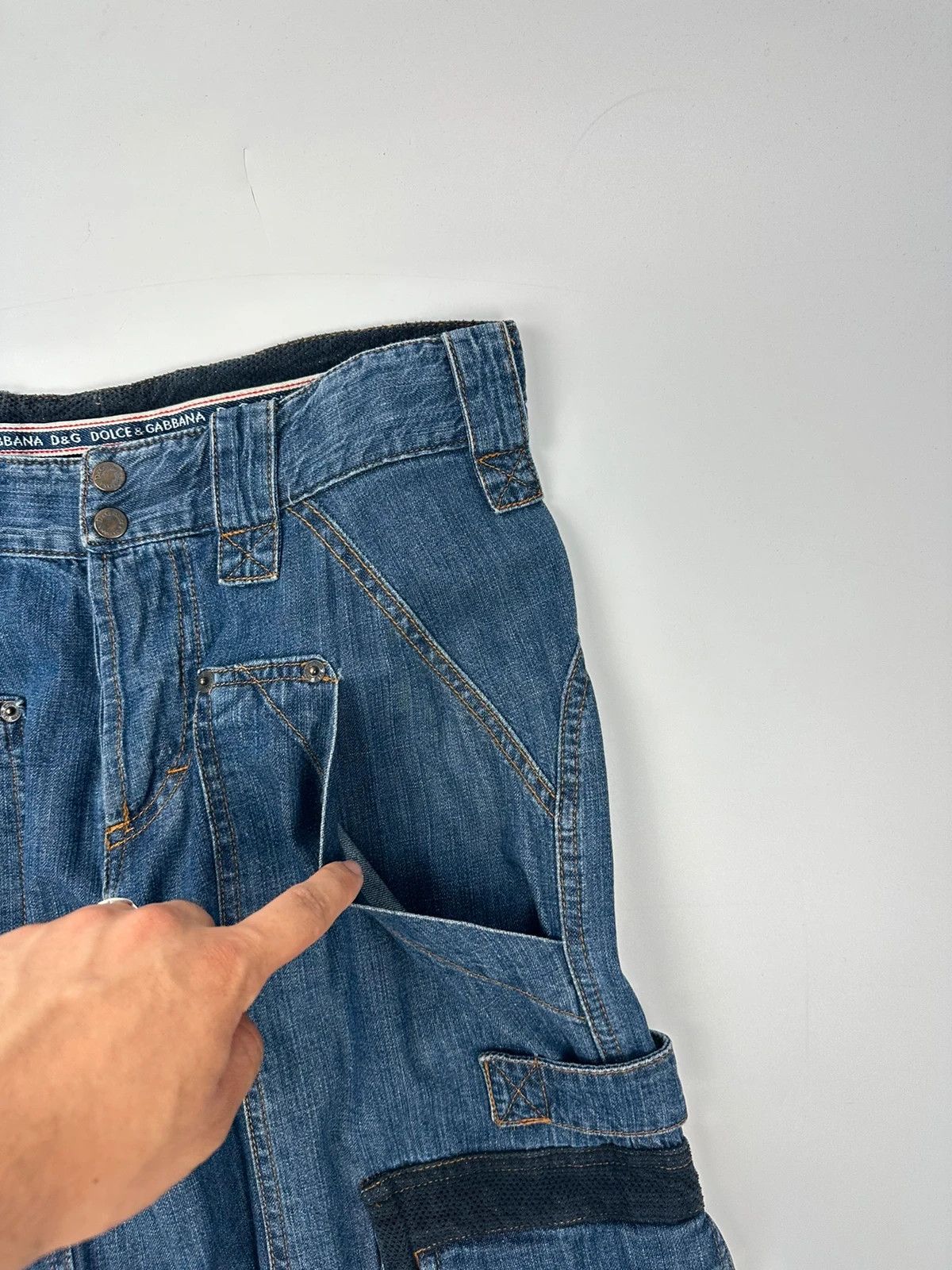 Dolce & Gabbana Dolce Gabbana SS03 Extra Long Cargo Mesh Denim Pants Size US 30 / EU 46 - 4 Thumbnail