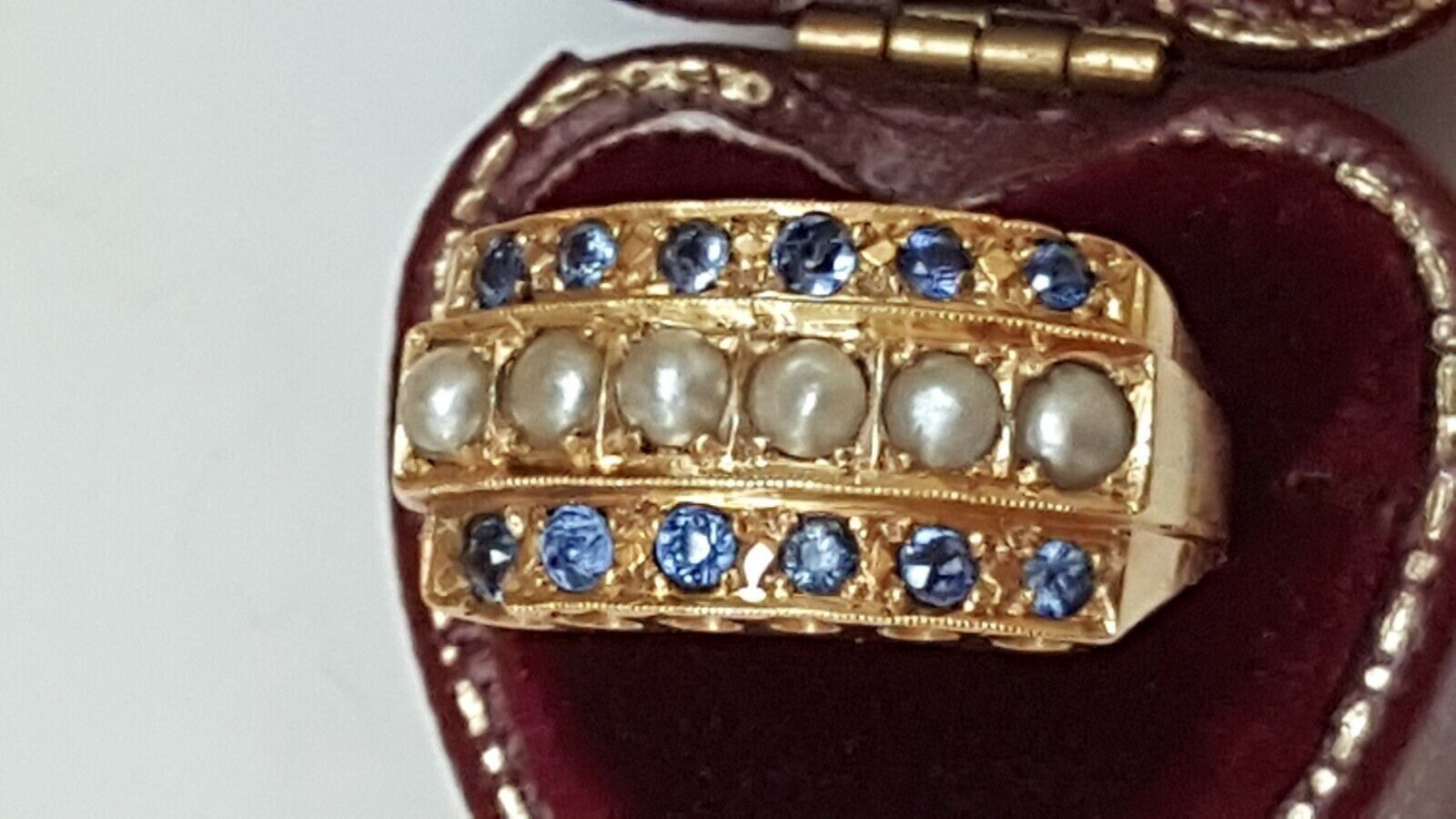Other Antique 14k Yellow Gold 1.20ctw Sapphire Seed Pearl Ring Size ONE SIZE - 1 Thumbnail