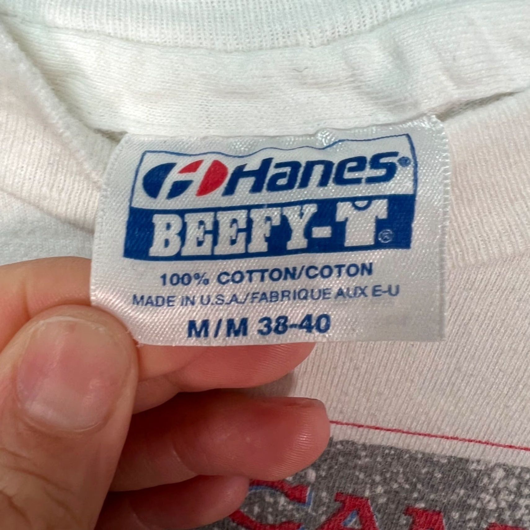 Hanes VINTAGE 1991 G.I. Joes Camel Gran Prix IMSA Nissan White T-Shirt Mens M Size Medium White Shirt Gloves? Size US M / EU 48-50 / 2 - 3 Thumbnail
