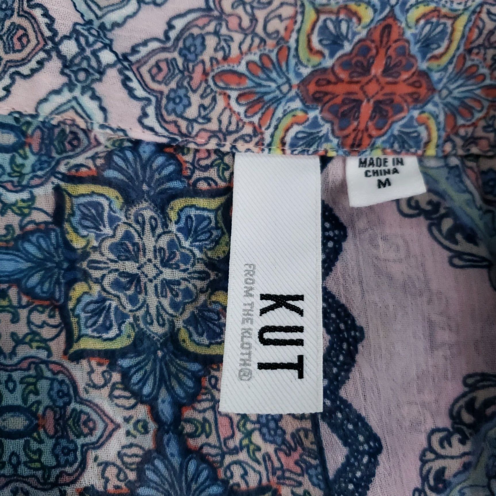Vintage KUT from the Kloth Top Women M Blue V-Neck Pullover Lightweight Floral Knit Shirt Size M / US 6-8 / IT 42-44 - 5 Thumbnail