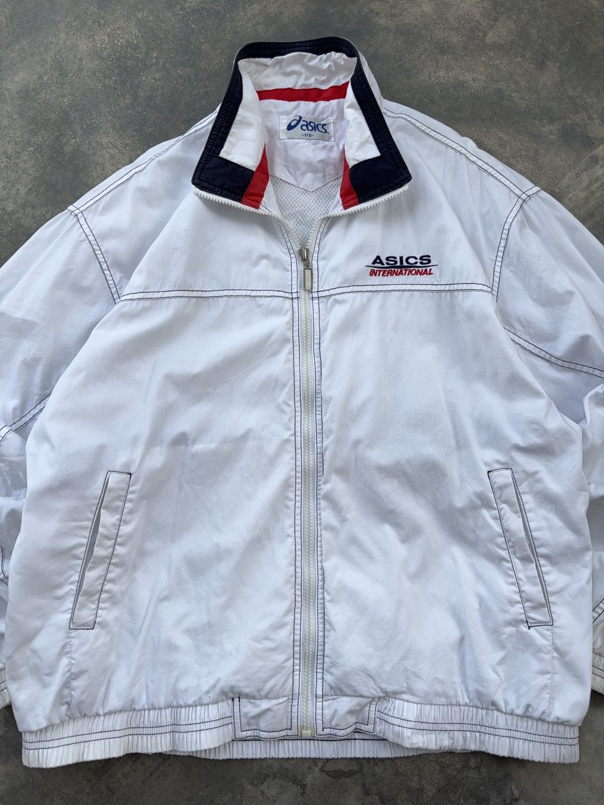 Asics Asics International Vintage White Windbreaker Jacket Size US XL / EU 56 / 4 - 3 Thumbnail