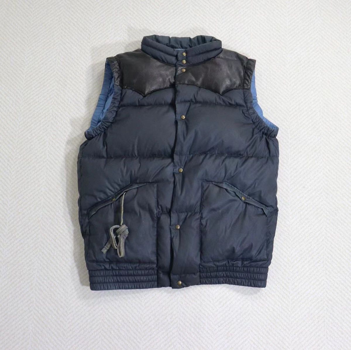 image of Visvim Insulator Down Vest（Sheepskin） in Blue, Men's (Size XL)