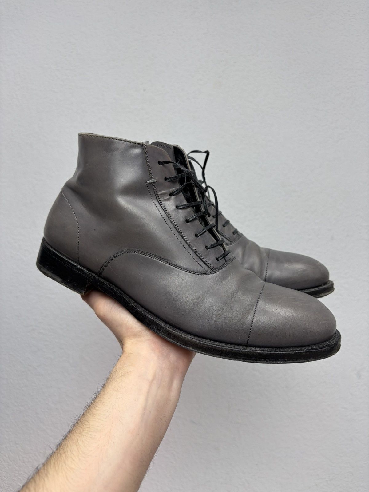 Salvatore Ferragamo Salvatore Feragamo Classic Distressed Leather Black Boots Size US 9.5 / EU 42-43 - 2 Thumbnail