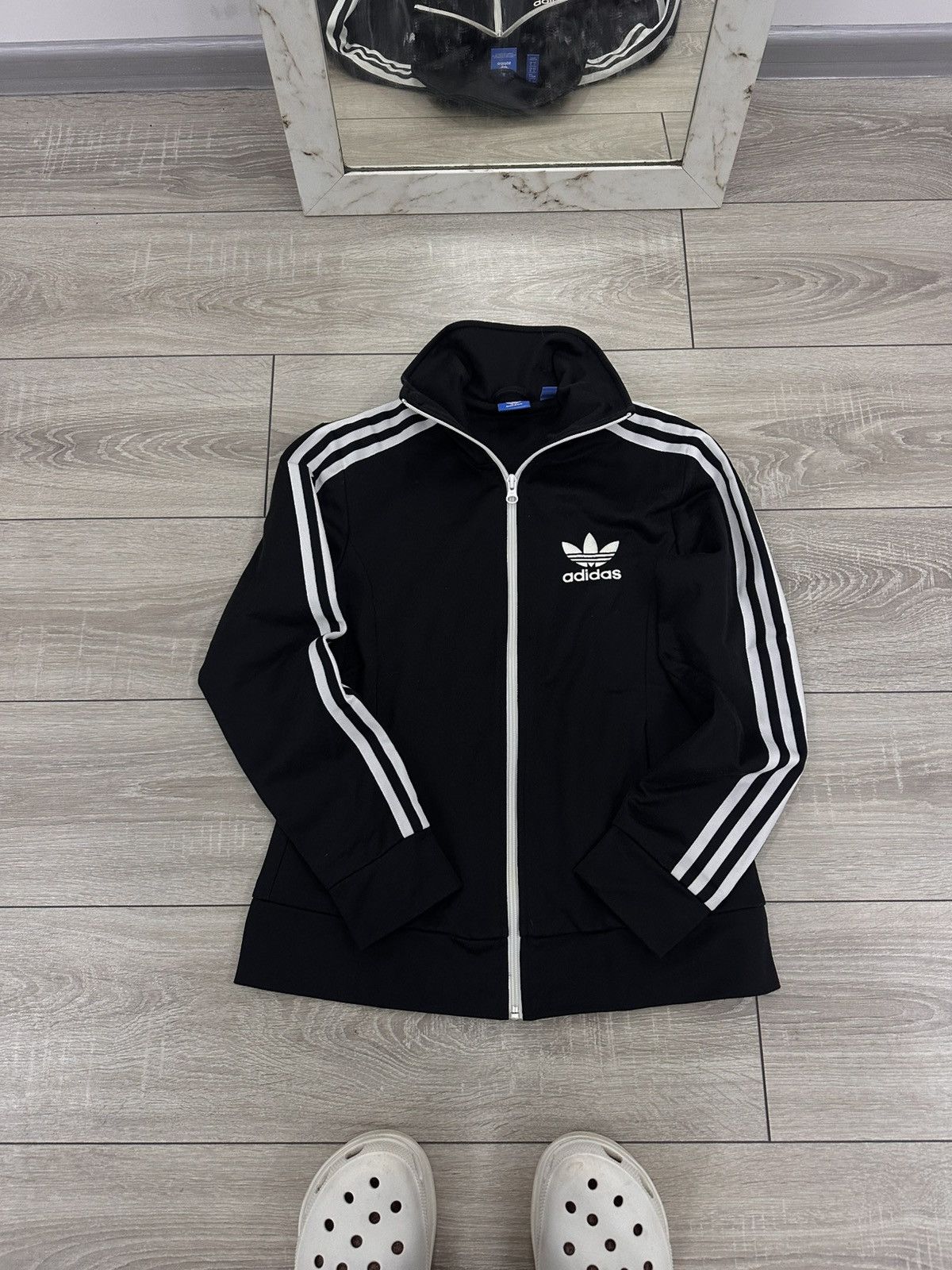 Adidas Adidas Black Stripped Track Jacket Zip Up Size L / US 10 / IT 46 - 1 Thumbnail