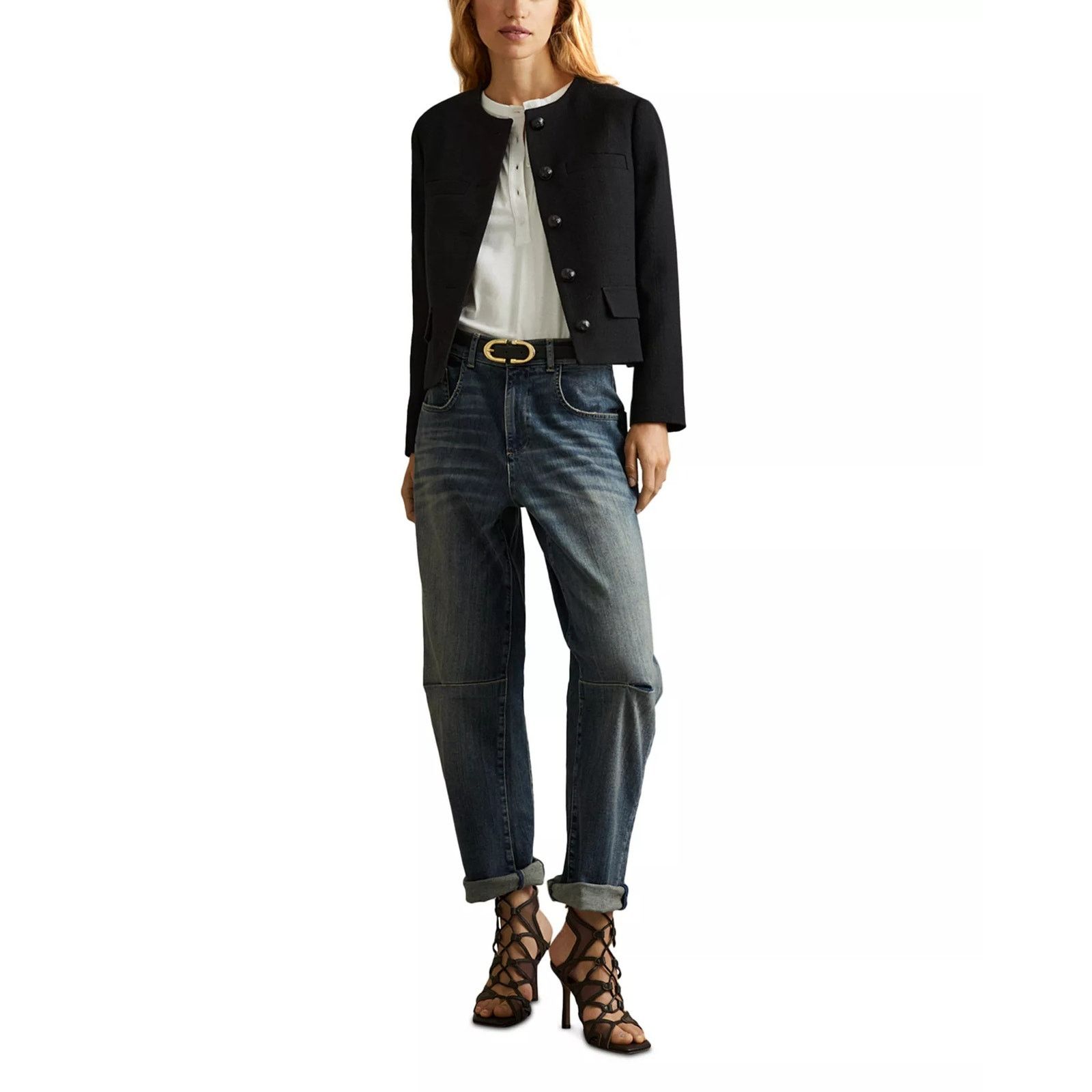 Reiss REISS Nola Cropped Wool Jacket - Black Size XL / US 12-14 / IT 48-50 - 5 Thumbnail