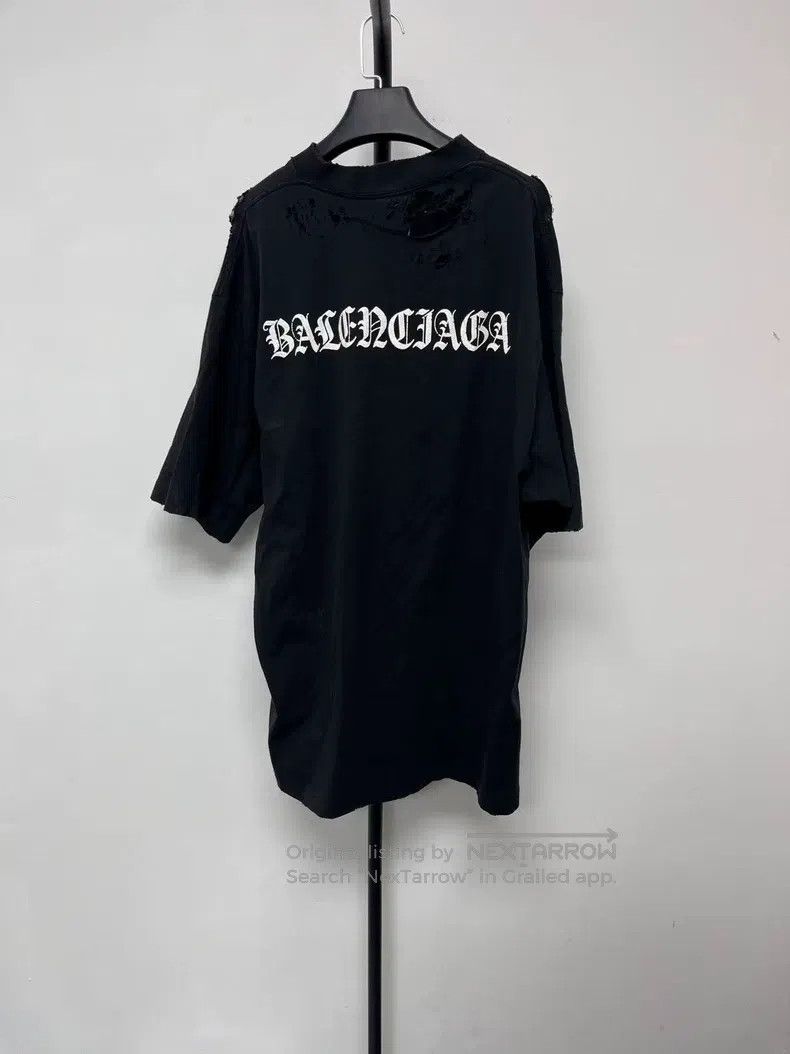 Balenciaga Balenciaga Ripped Back Letter Print Casual Crew Neck Short Size L / US 10 / IT 46 - 1 Thumbnail