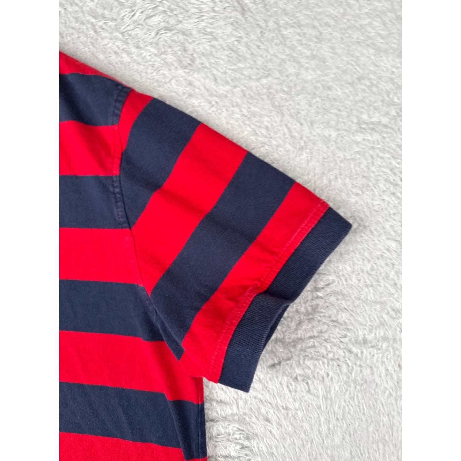 Tommy Hilfiger Tommy Hilfiger Polo Shirt Men XL Red Blue Stripe 100% Cotton Slim Fit Regular Shirt, Short Sleeve, Embroidered Logo, Golf Sport Theme, Mens Size US XL / EU 56 / 4 - 2 Thumbnail