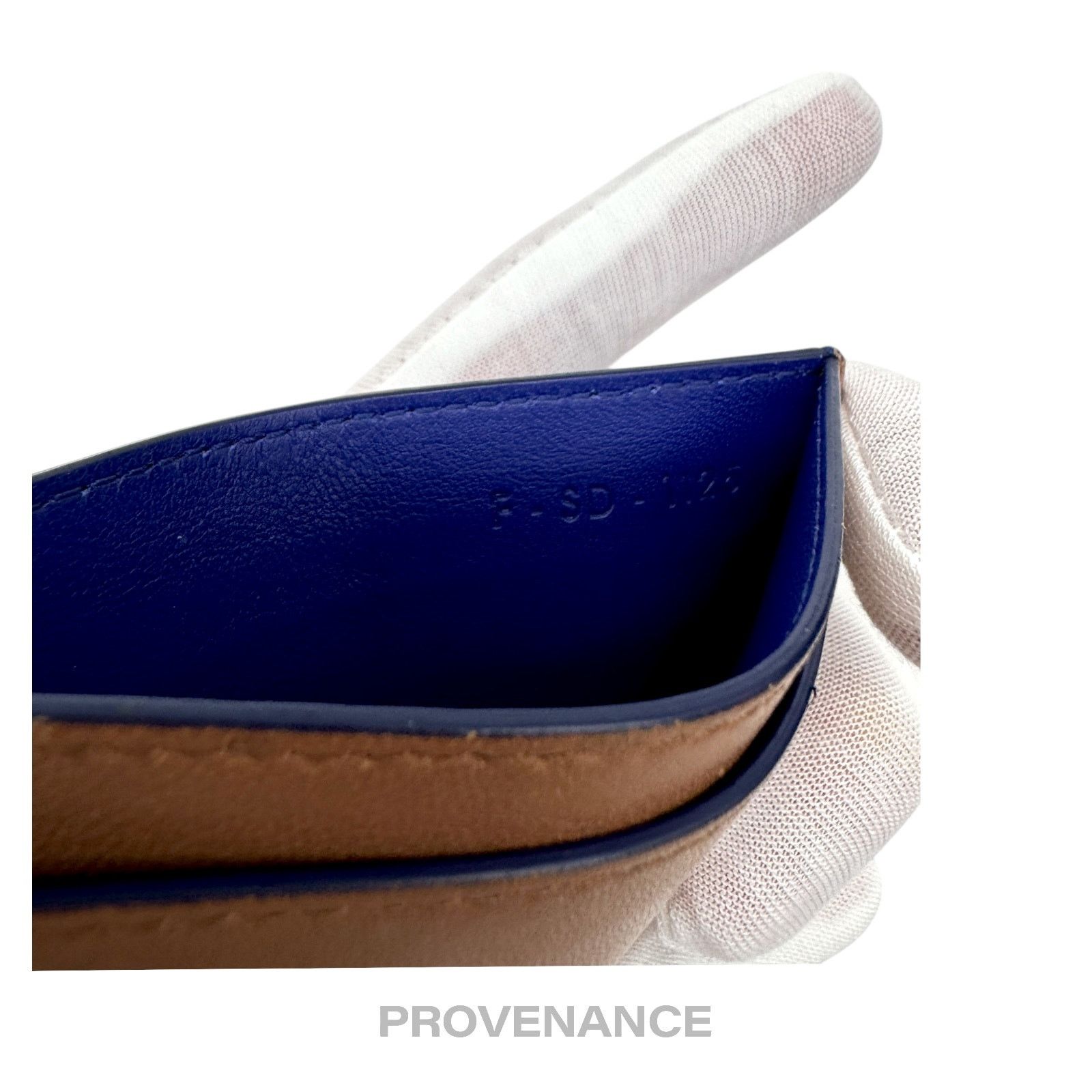 🔴 Celine Logo Card Holder Wallet - Two-Tone Blue Tan