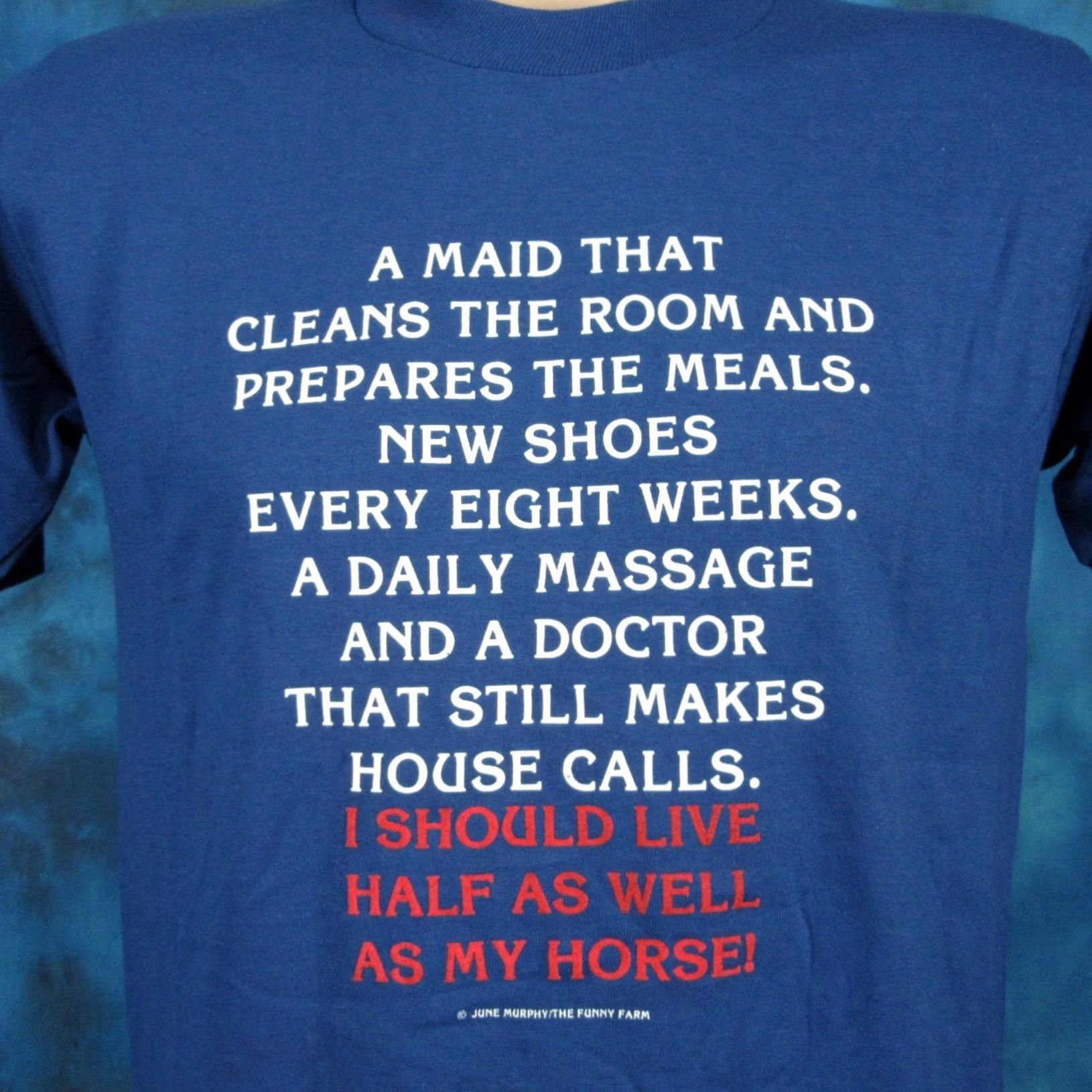 Olive VINTAGE T-Shirt S 80s I SHOULD LIVE HALF AS WELL AS MY HORSE PAPER THIN cowboy Mens Size US S / EU 44-46 / 1 - 3 Thumbnail