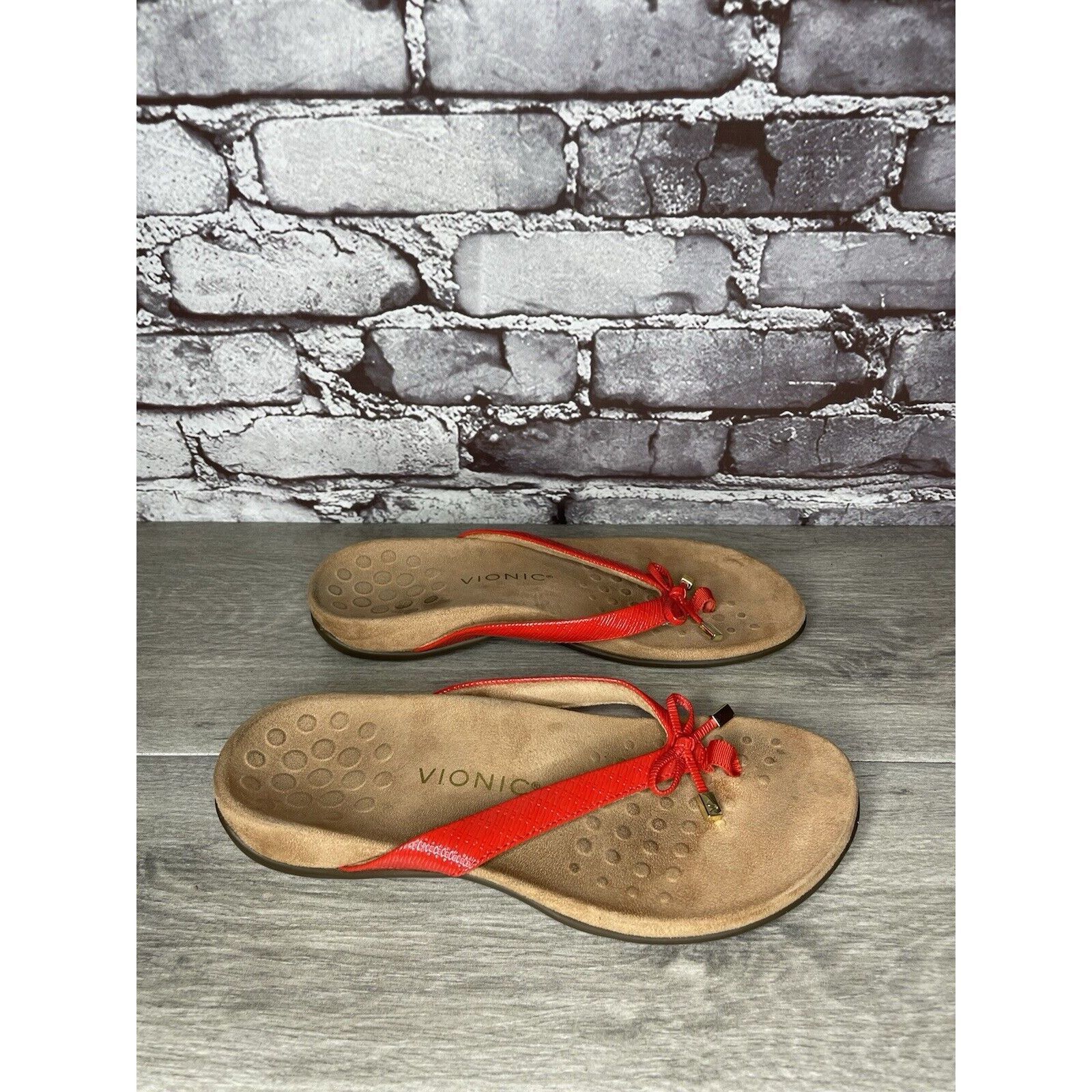 Other Vionic Bella 2 Red Synthetic Bow Casual Thong Sandals Women’ Size US 8.5 / IT 38.5 - 4 Thumbnail