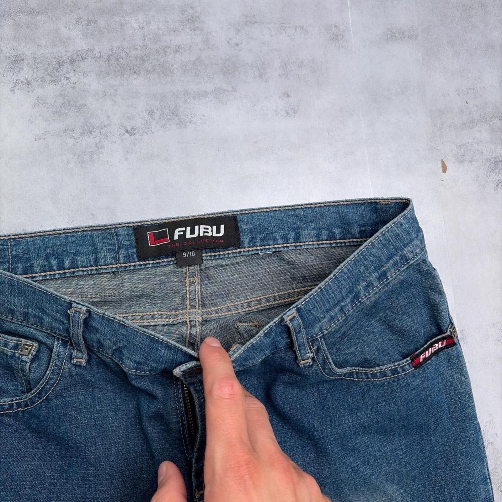 Fubu Y2K Blue Fubu Grunge Flared Low Rise Skater Denim Jeans Size 30" / US 8 / IT 44 - 5 Thumbnail