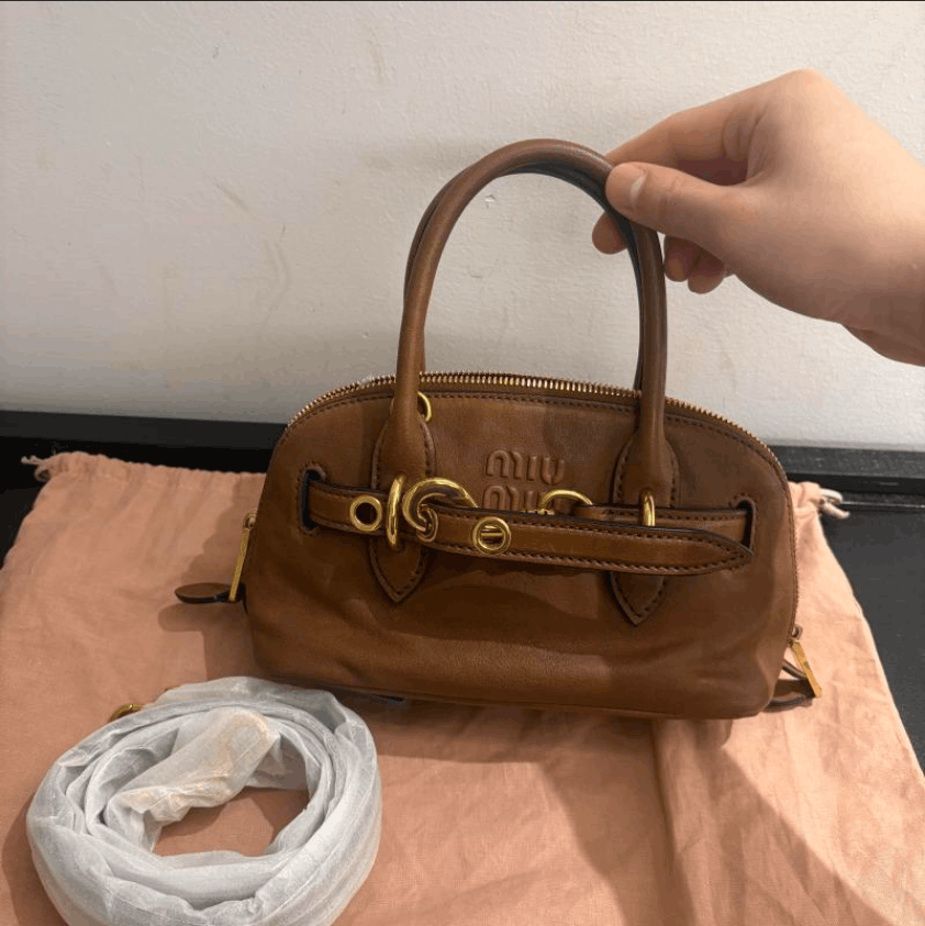 Miu Miu Miu Miu Nappa Leather Handbag, Embossed Logo Closure Size ONE SIZE - 1 Thumbnail