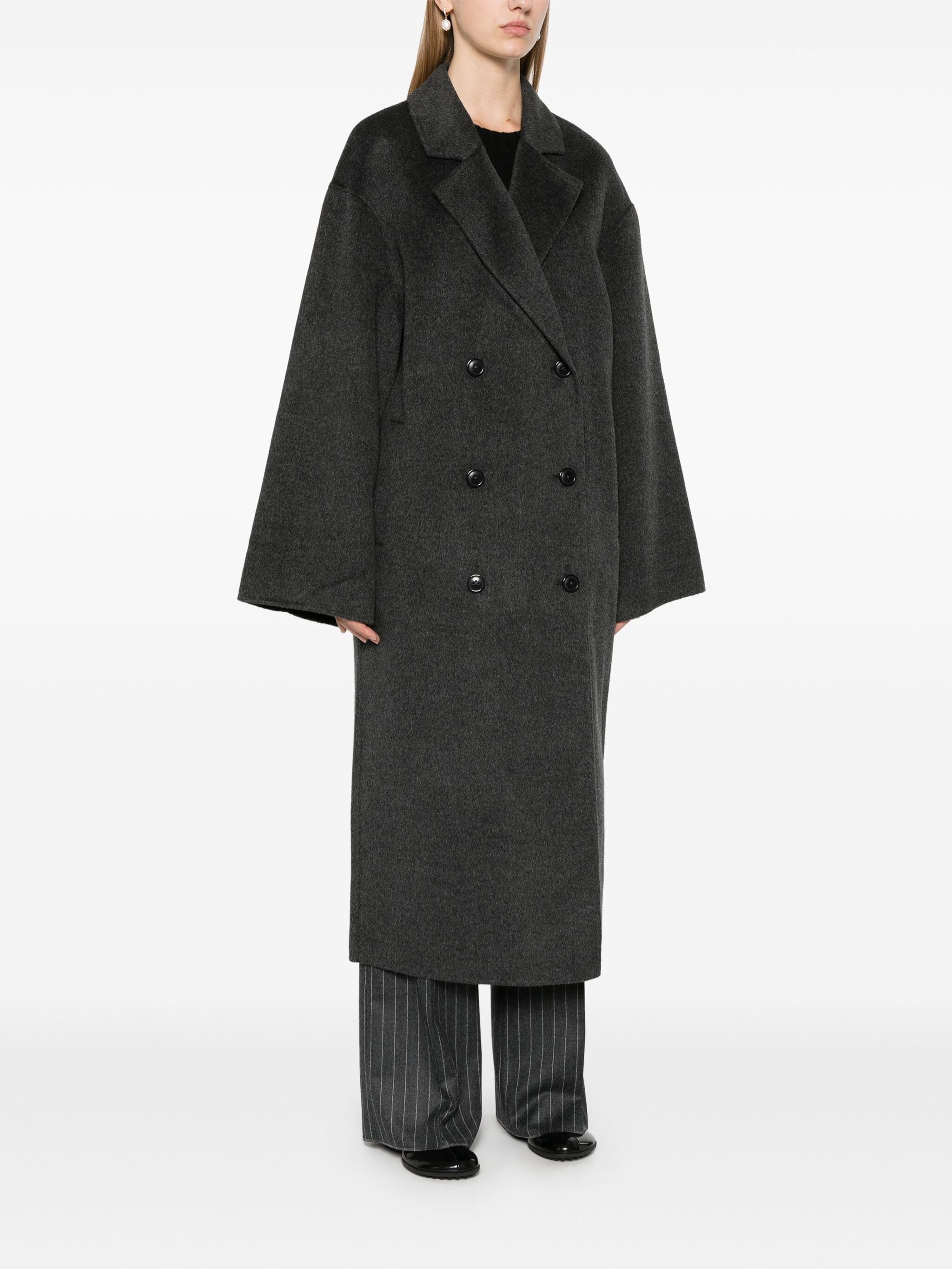 Loulou de Saison o1s22i1n1024 Long Wool Cashmere Coat in Grey Size M / US 6-8 / IT 42-44 - 3 Thumbnail