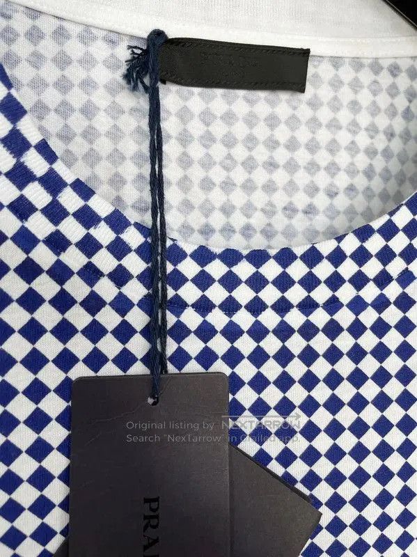 Prada Prada Men's Cotton Check T-Shirt in Navy. Size US M / EU 48-50 / 2 - 4 Thumbnail