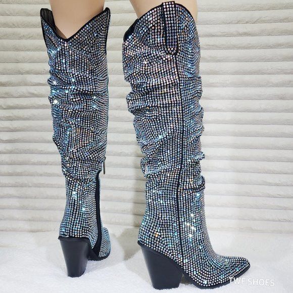 Other Cape Robbin Diamond Rider Rhinestone Glamour Western Slouch Size US 6.5 / IT 36.5 - 9 Thumbnail