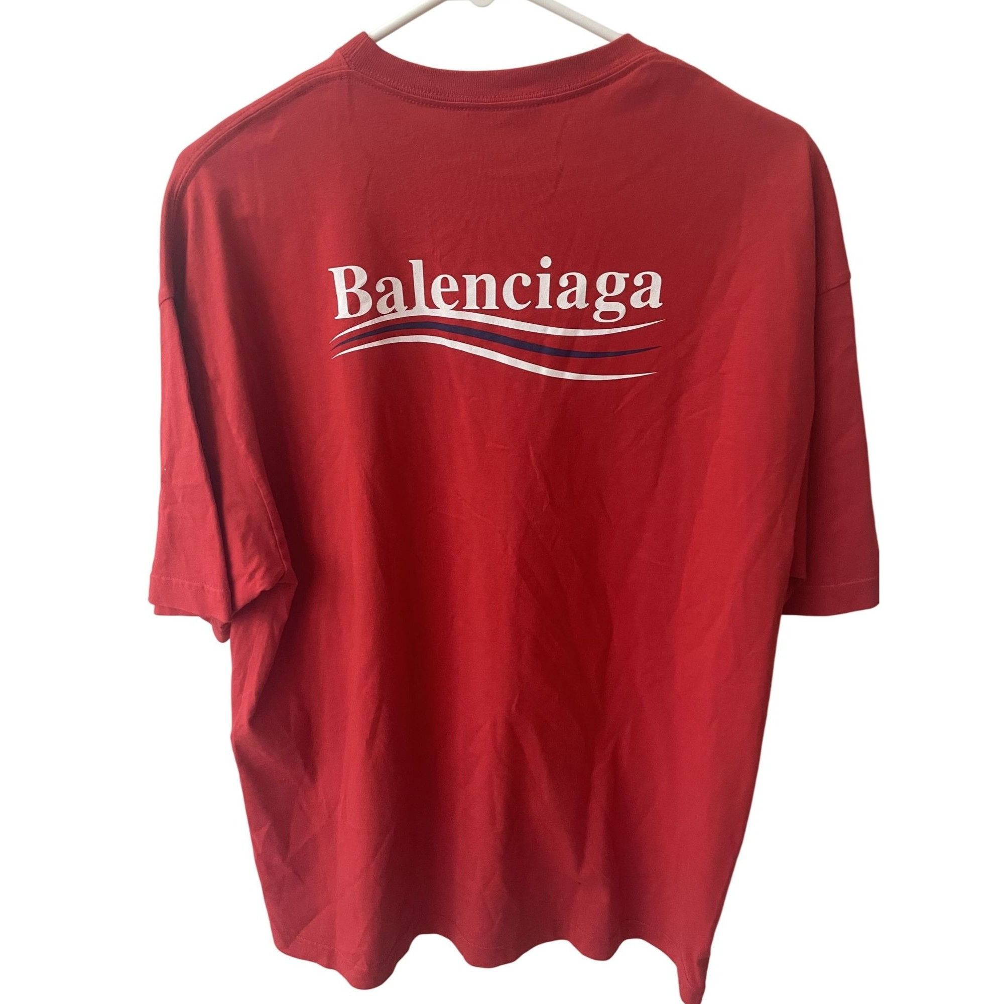 Balenciaga Balenciaga Red Logo T-Shirt XS Cotton Crewneck Short Sleeve Size XS / US 0-2 / IT 36-38 - 2 Thumbnail