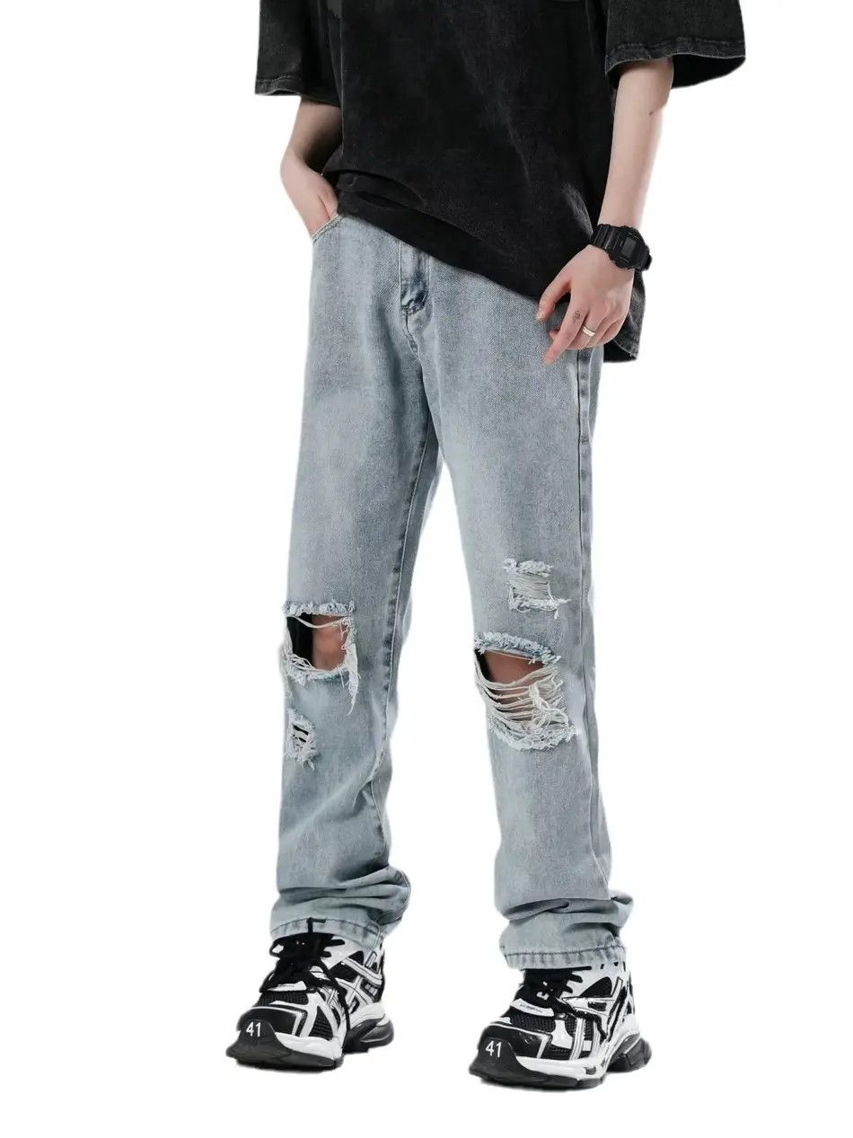 Japanese Brand Retro loose ripped straight leg jeans Size US 28 / EU 44 - 5 Thumbnail