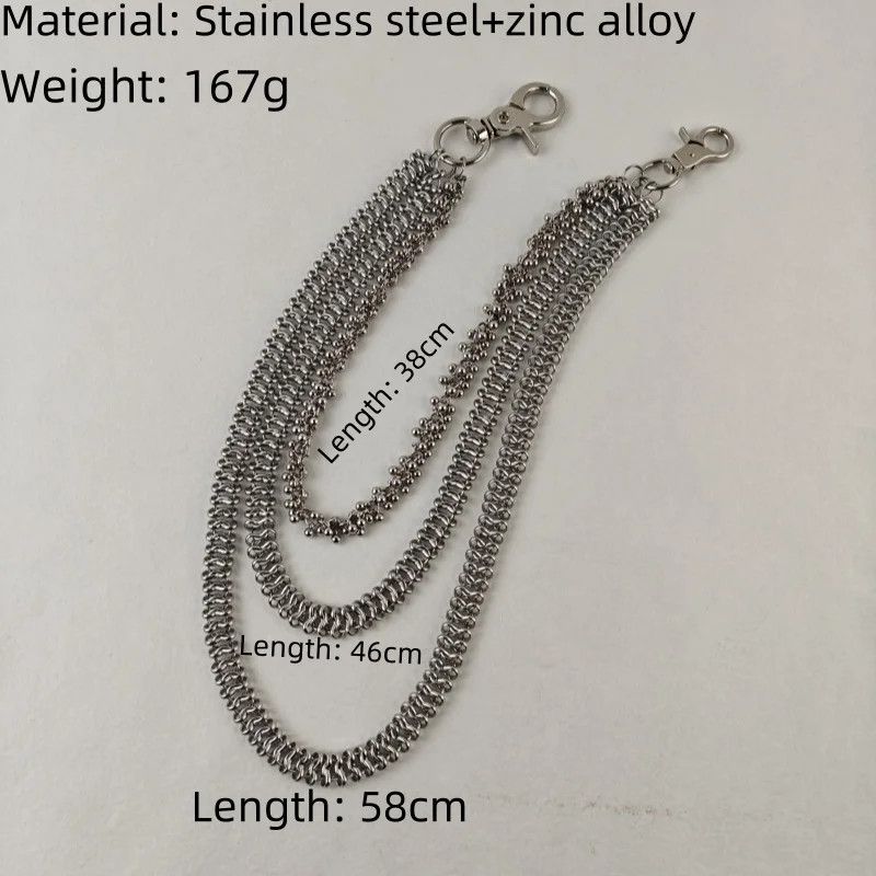 Vintage Cuban Style Stainless Steel Pants Chain Size ONE SIZE - 5 Thumbnail