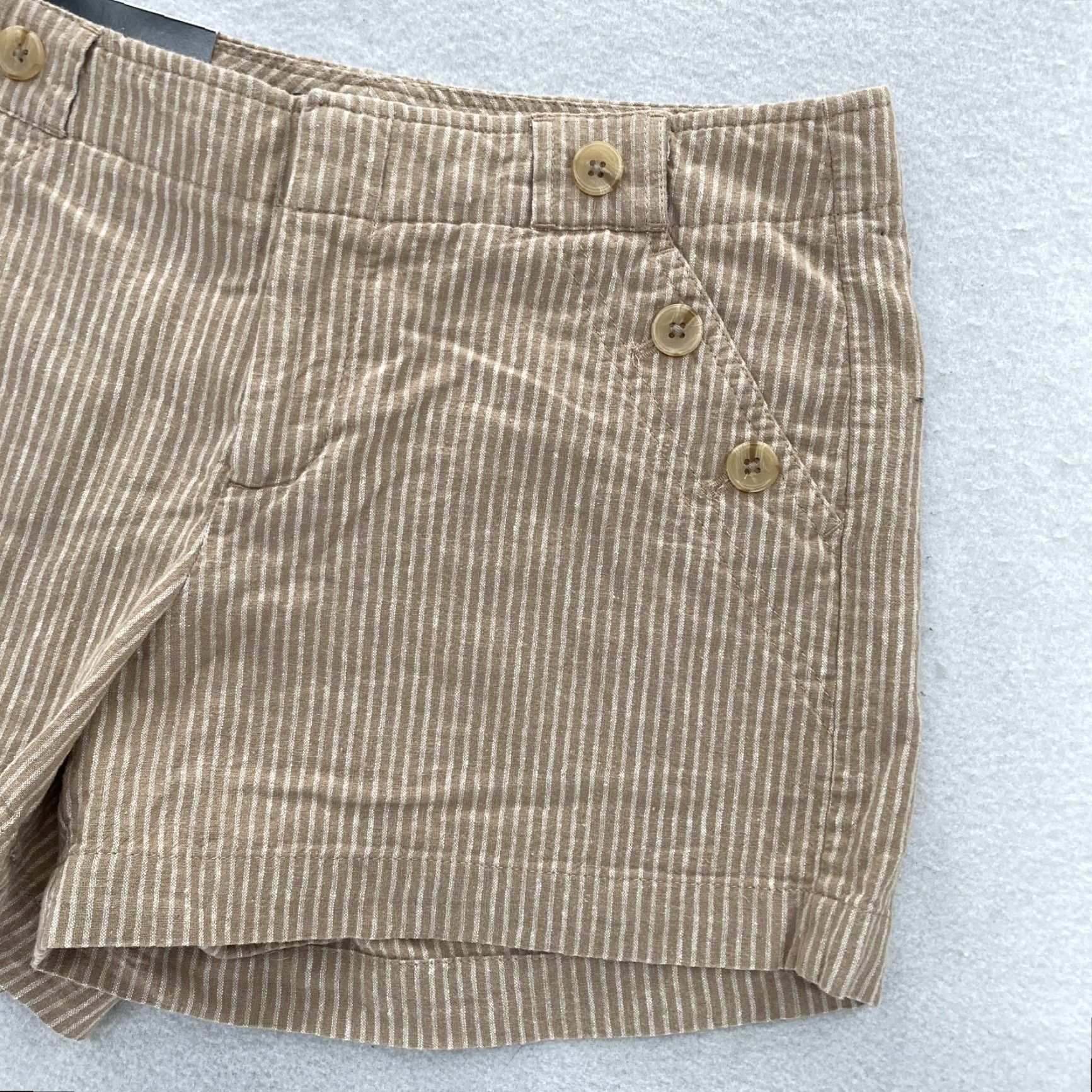 Banana Republic Banana Republic Martin Fit Linen Blend Shorts Women's 4 Brown Striped Low Rise Size 27" / US 4 / IT 40 - 3 Thumbnail