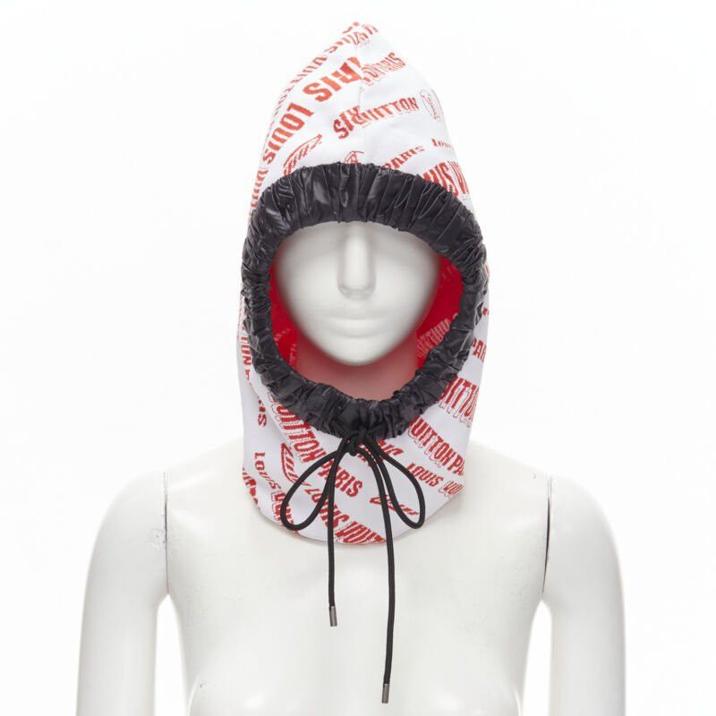 Louis Vuitton LOUIS VUITTON FORNASETTI 2021 white red logo jacquard nylon trim snood hood hat Size ONE SIZE - 1 Thumbnail