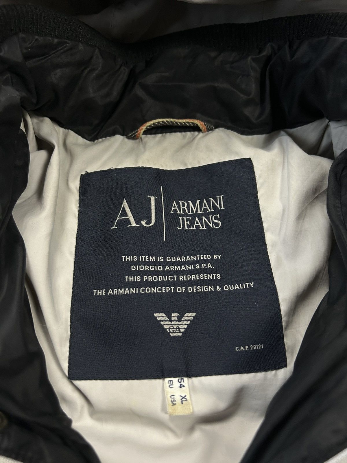Armani × Vintage Vintage Armani Jeans Puffer Jacket Black Size US XL / EU 56 / 4 - 6 Thumbnail