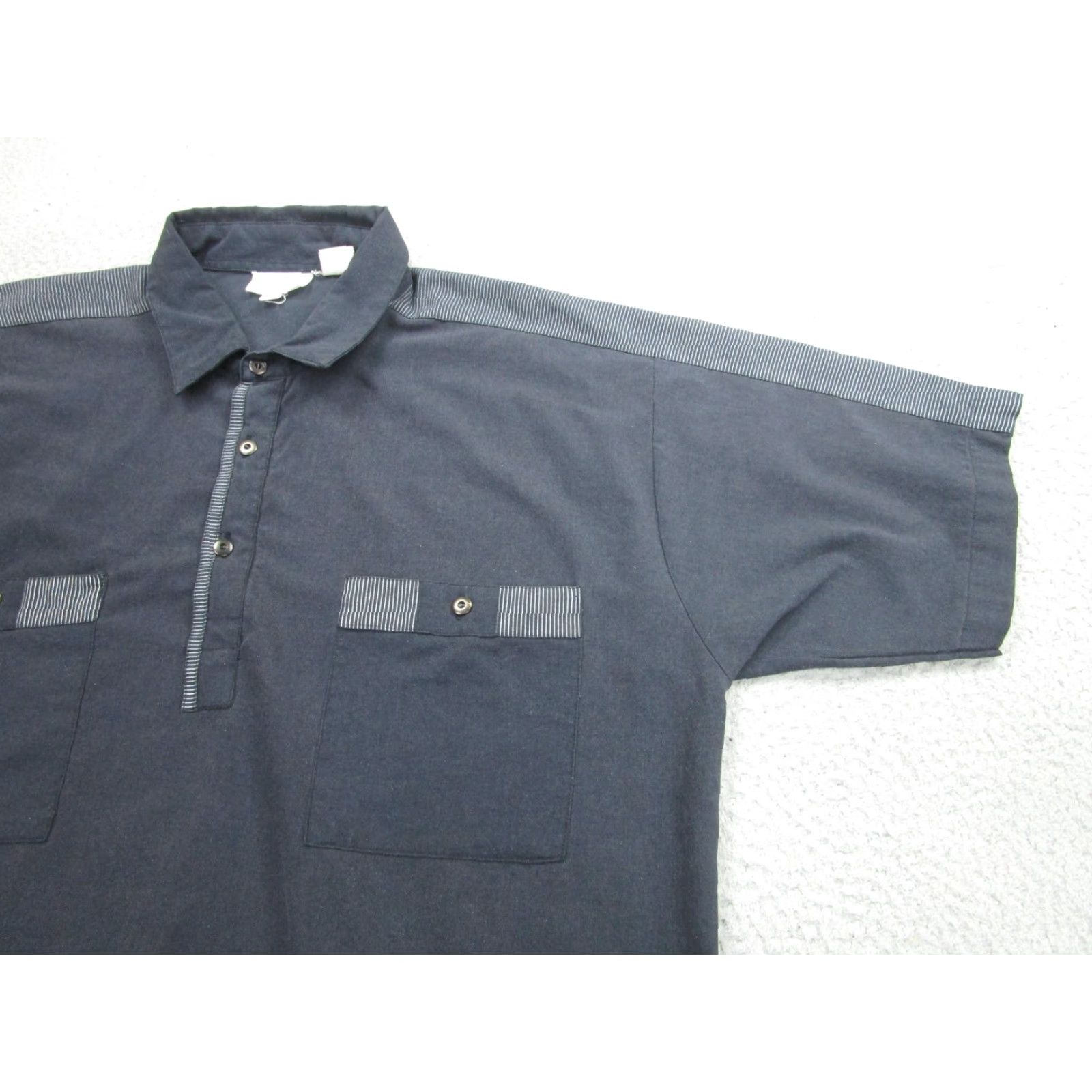 Vintage VINTAGE Envoy Shirt Polo Mens 1X Navy Short Sleeve Banded Hem Rockabilly Banlon Mens Size US XL / EU 56 / 4 - 2 Thumbnail