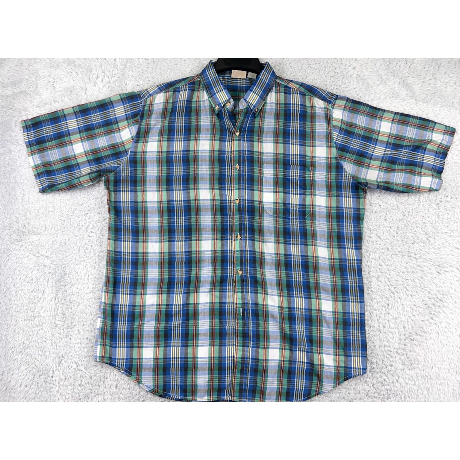 Vintage Saddlebrook Shirt Mens XL Plaid Button-Up Collared Short Sleeve Blue Green Cotton Work Western Rodeo Cowboy American 2000s 2010s Wrangler Twenty X Size US XL / EU 56 / 4 - 2 Thumbnail