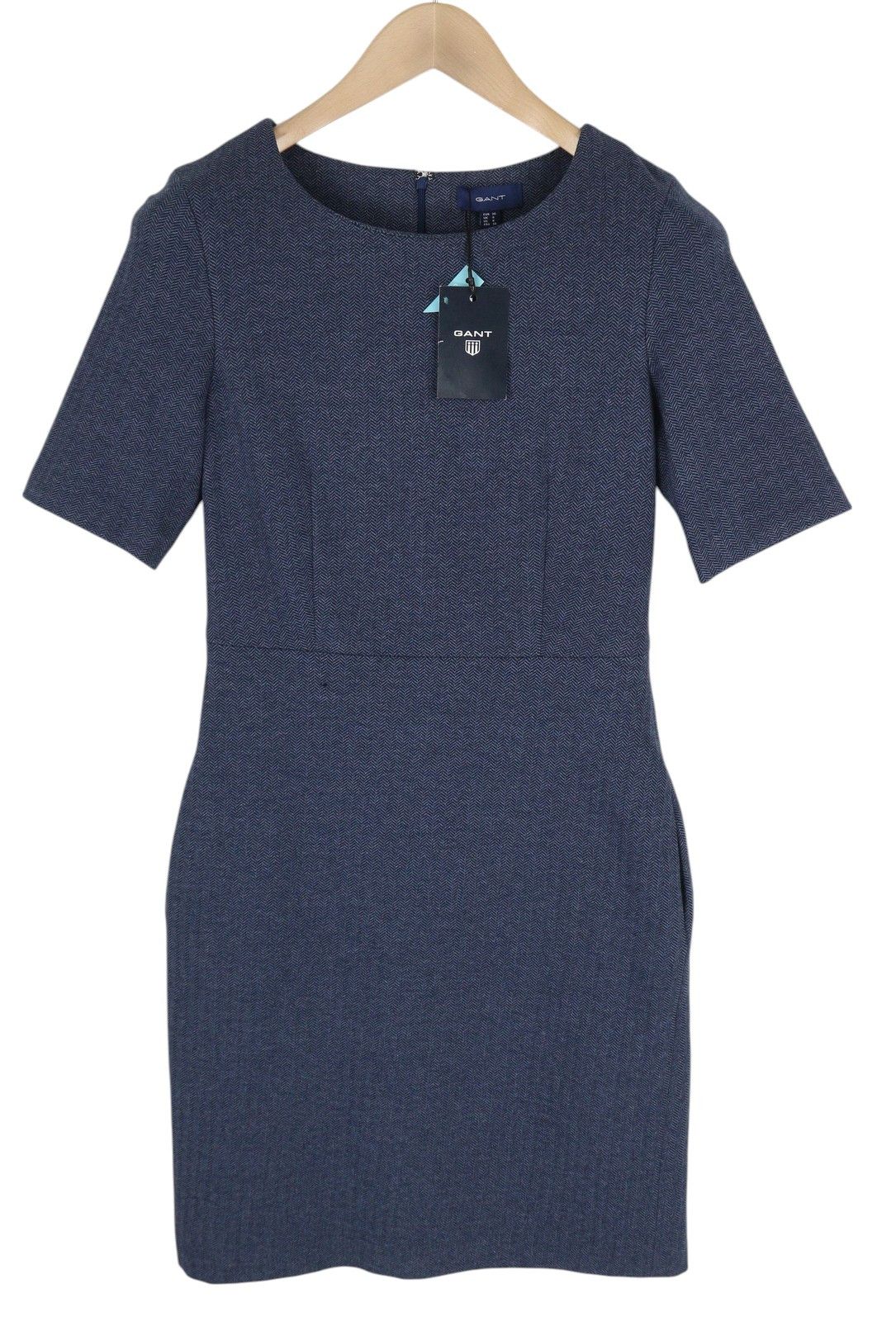 Gant HERRINGBONE JERSE EU36 Blue Round Neck Dress 85195 Size S / US 4 / IT 40 - 1 Thumbnail