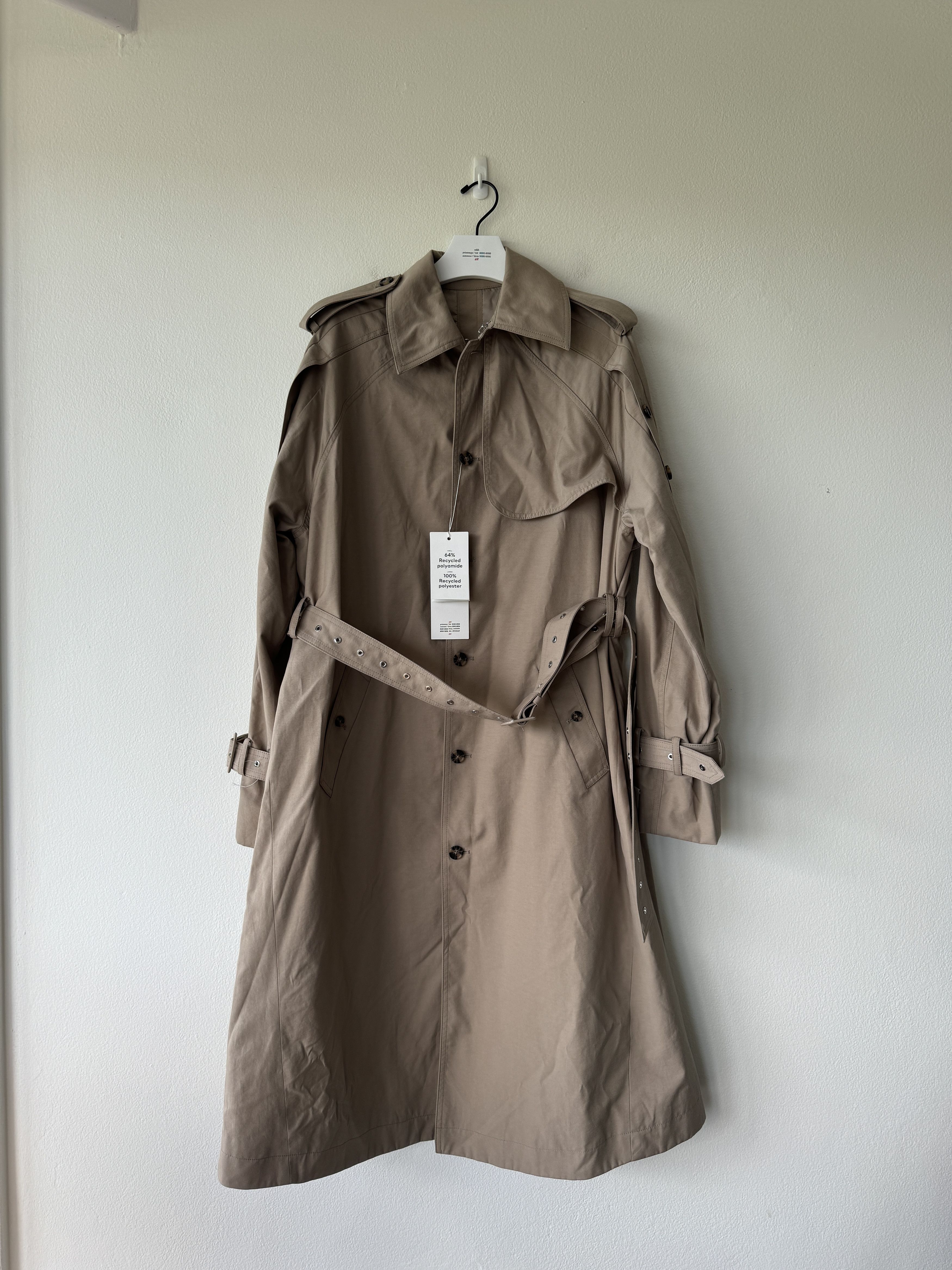 image of H&m Hm X H M Rokh Hwang Button Detail Twill Trench Coat in Beige, Men's (Size XS)