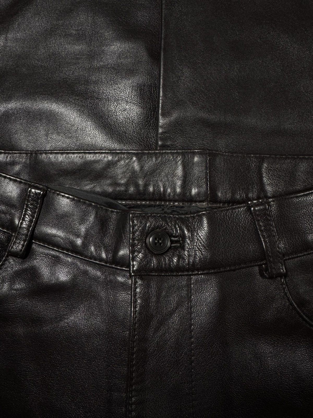 Jean Paul Gaultier 1990s Jean Paul Gaultier Paneled Black Lamb Leather Pants Size US 30 / EU 46 - 5 Thumbnail
