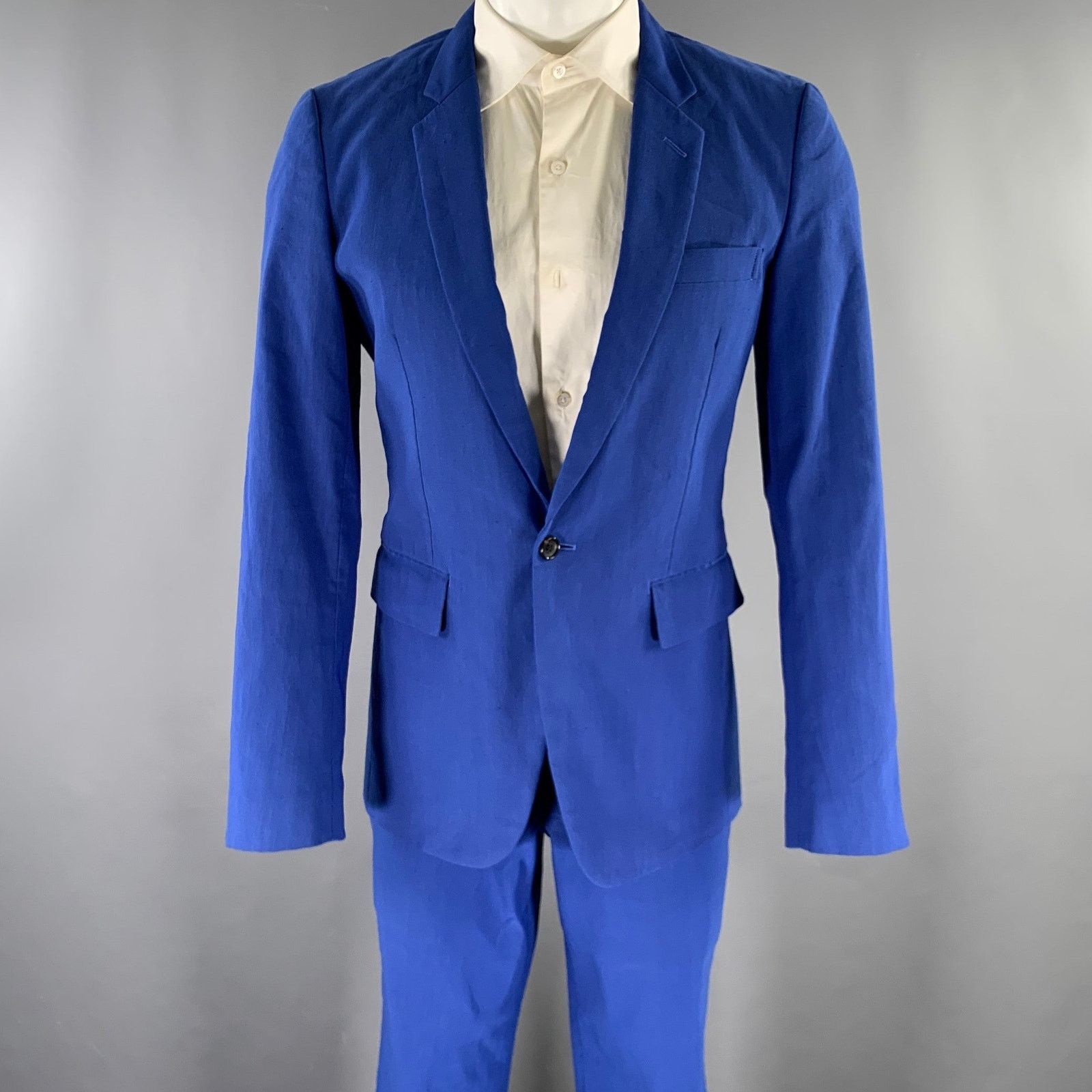 Comme des Garcons Homme Plus Size M Blue Linen Notch Lapel Suit Size 40R - 1 Thumbnail