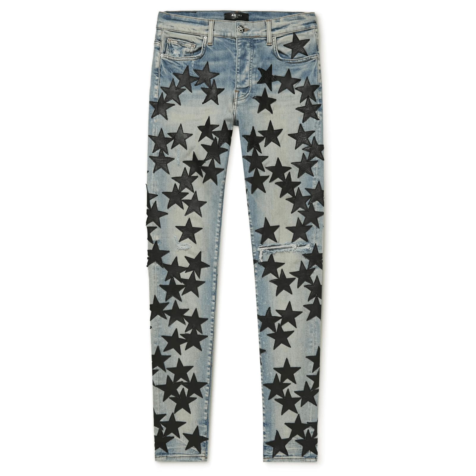 image of Amiri X Chemist Leather Star Jeans Clay Indigo, Men's (Size 33)