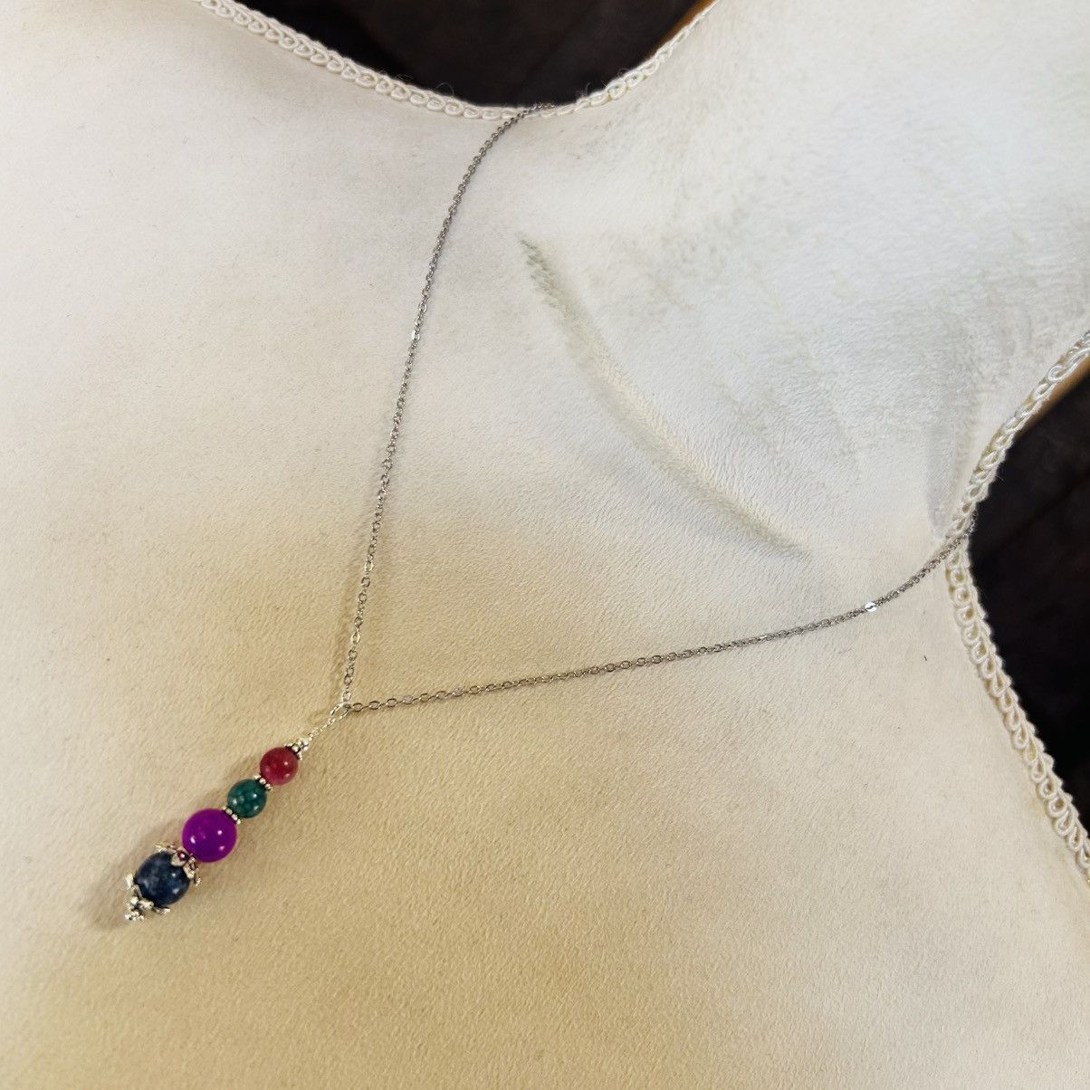 Handmade Handcrafted elegant genuine stone pendant on chain necklace Size ONE SIZE - 2 Thumbnail
