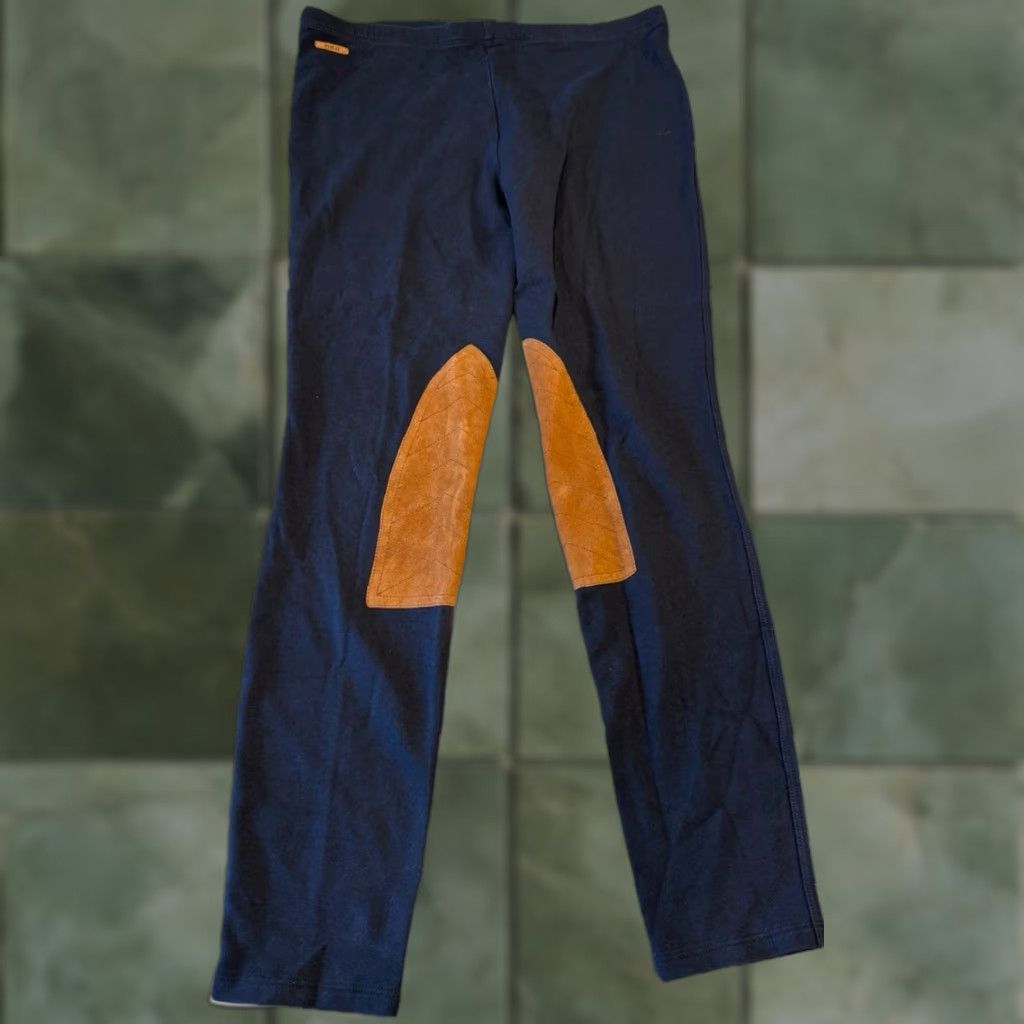 Polo Ralph Lauren Polo Ralph Lauren Riding Leggings Navy Blue Faux Leather Patches Size L Women Size 36" / US 14 / IT 50 - 1 Thumbnail