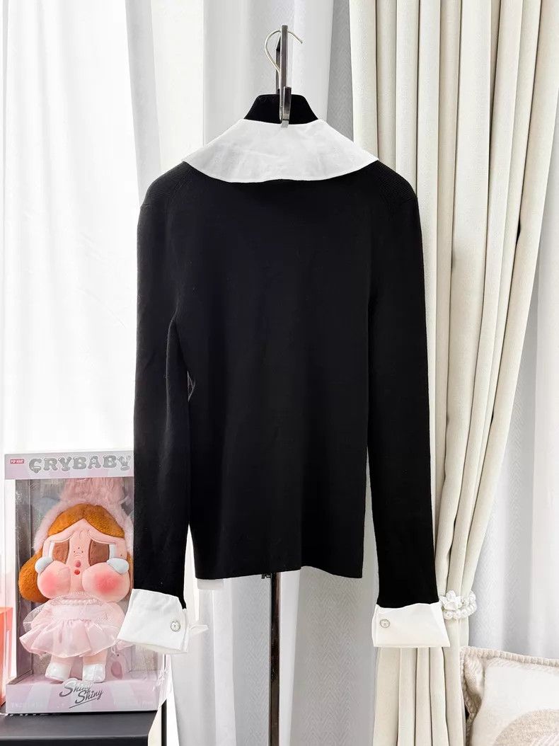 Chanel Chanel White lapel doll collar stitched wool long-sleeved Size XS / US 0-2 / IT 36-38 - 3 Thumbnail
