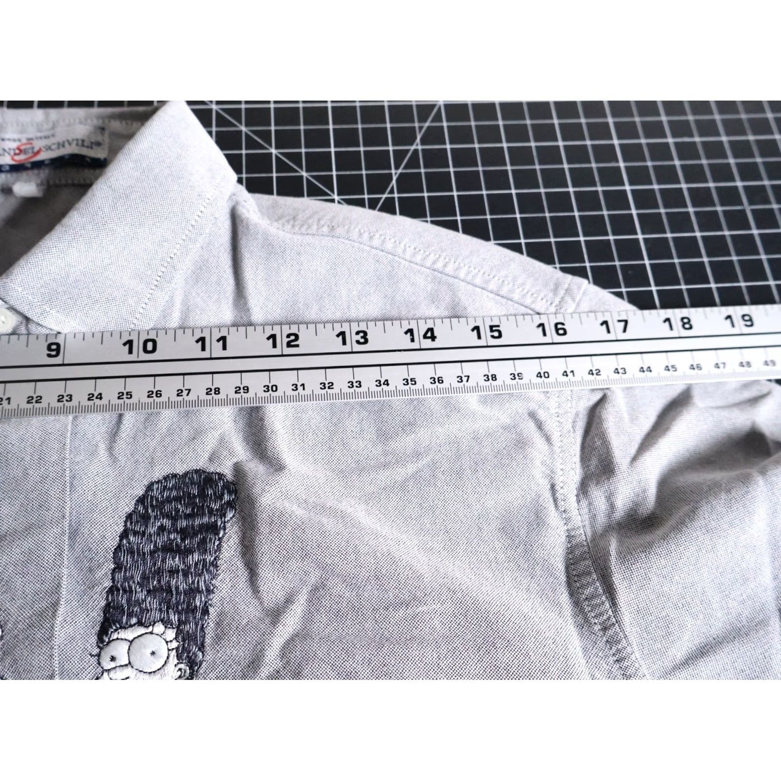Vintage Segreta Simpsons Shirt Women's Medium Gray Embroidered Italy Shirt Oxford Cotton Velour Casual Regular Button-Up Holiday Cartoon Retro Size M / US 6-8 / IT 42-44 - 7 Thumbnail