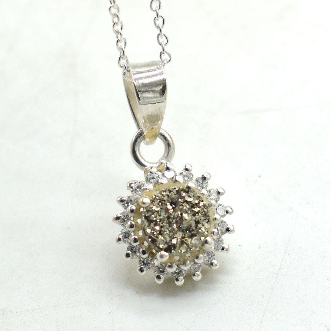 Handmade Pyrite Gemstone 925 K Silver Pendant Necklace - 18 Inch Size ONE SIZE - 6 Thumbnail
