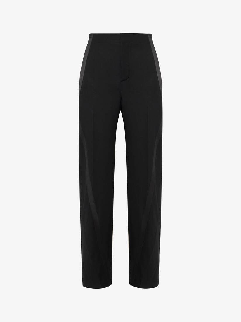 o1w1db10725 Twisted Stripe Tuxedo Trousers in Black