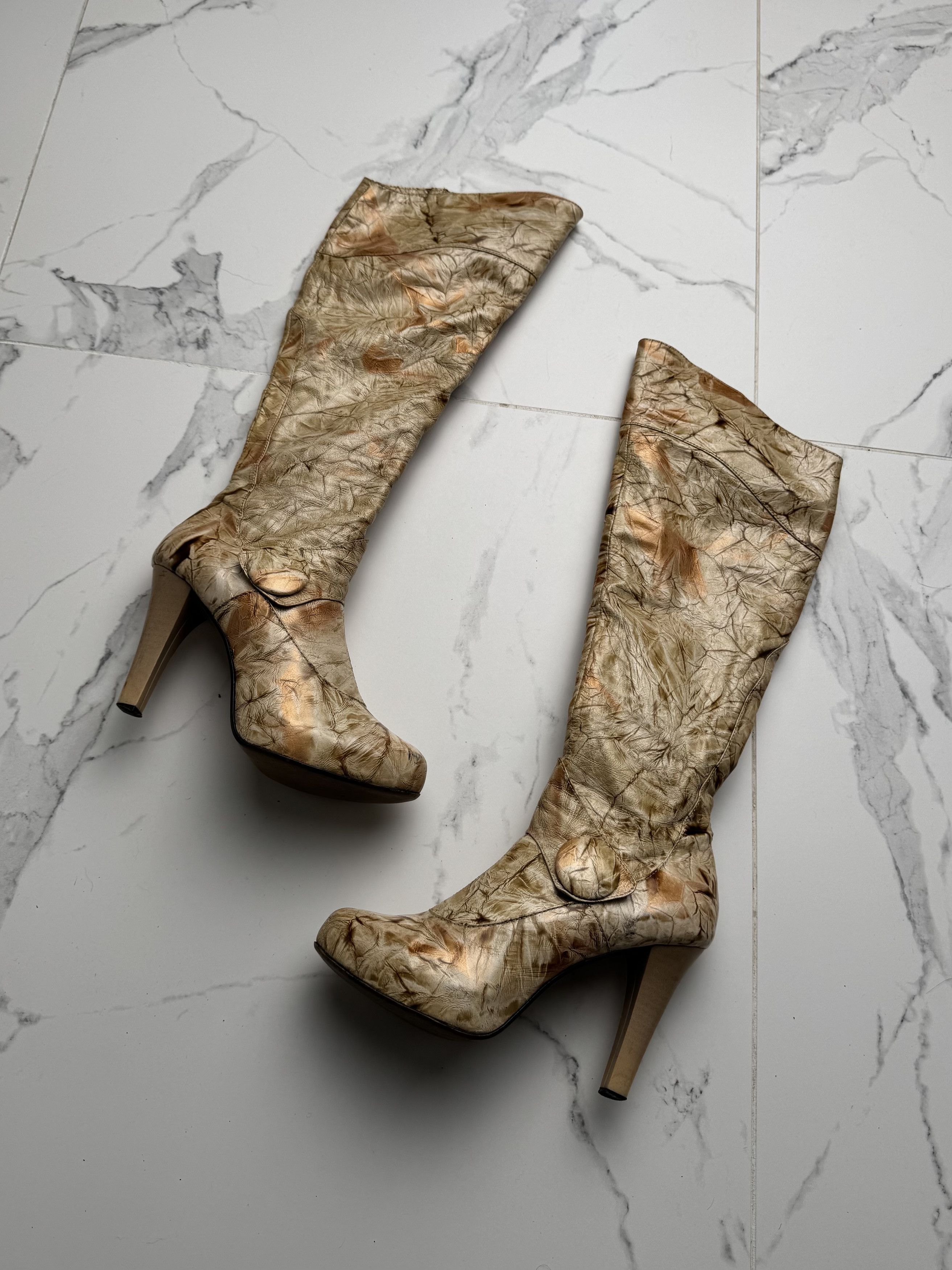 Other Vintage Knee High Boots High Heel Platform Statement Boots Size US 8 / IT 38 - 1 Thumbnail