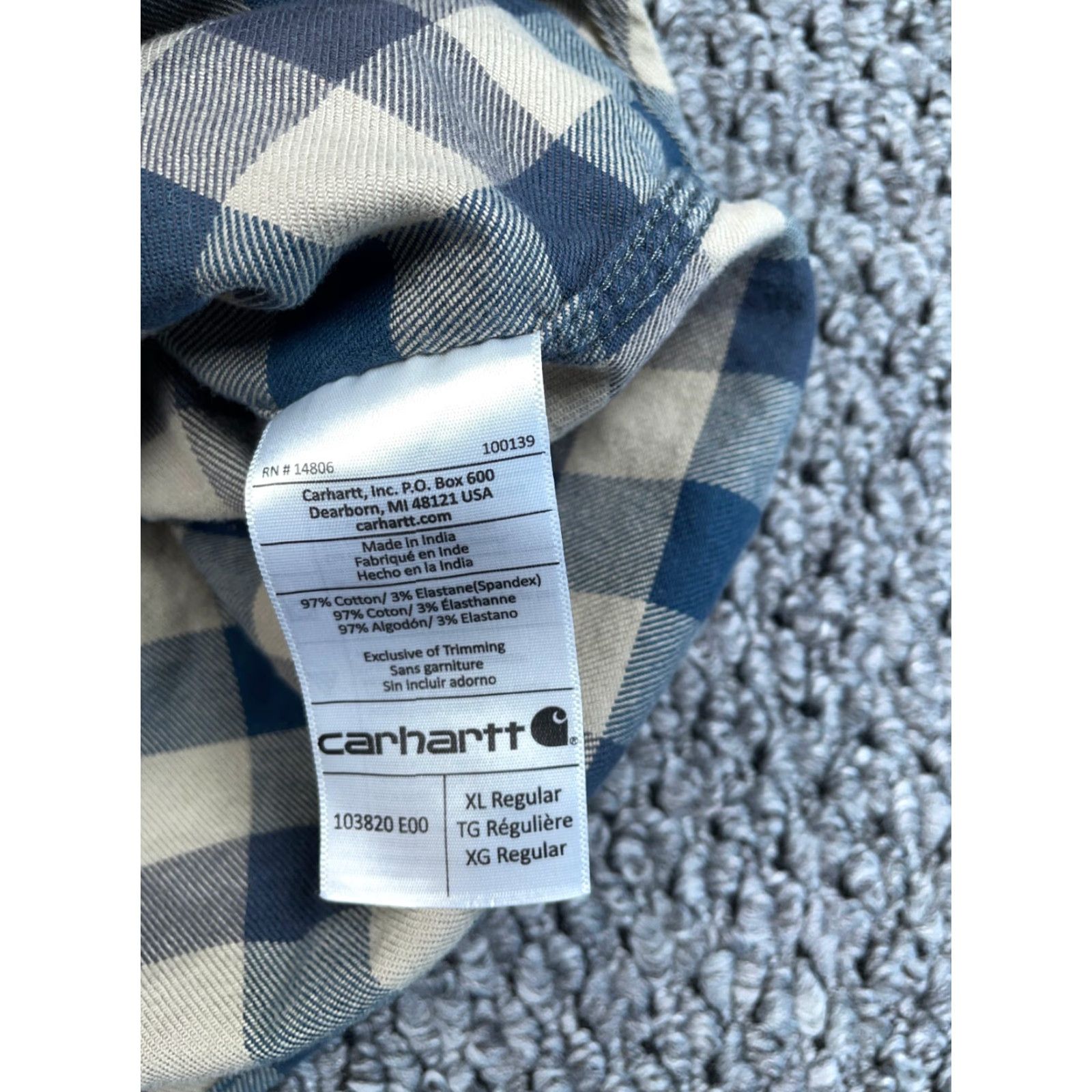 Carhartt Carhartt Relaxed Fit Flannel Shirt Adult XL Gray Plaid Lightweight Cotton Blend Mens Size US XL / EU 56 / 4 - 4 Thumbnail