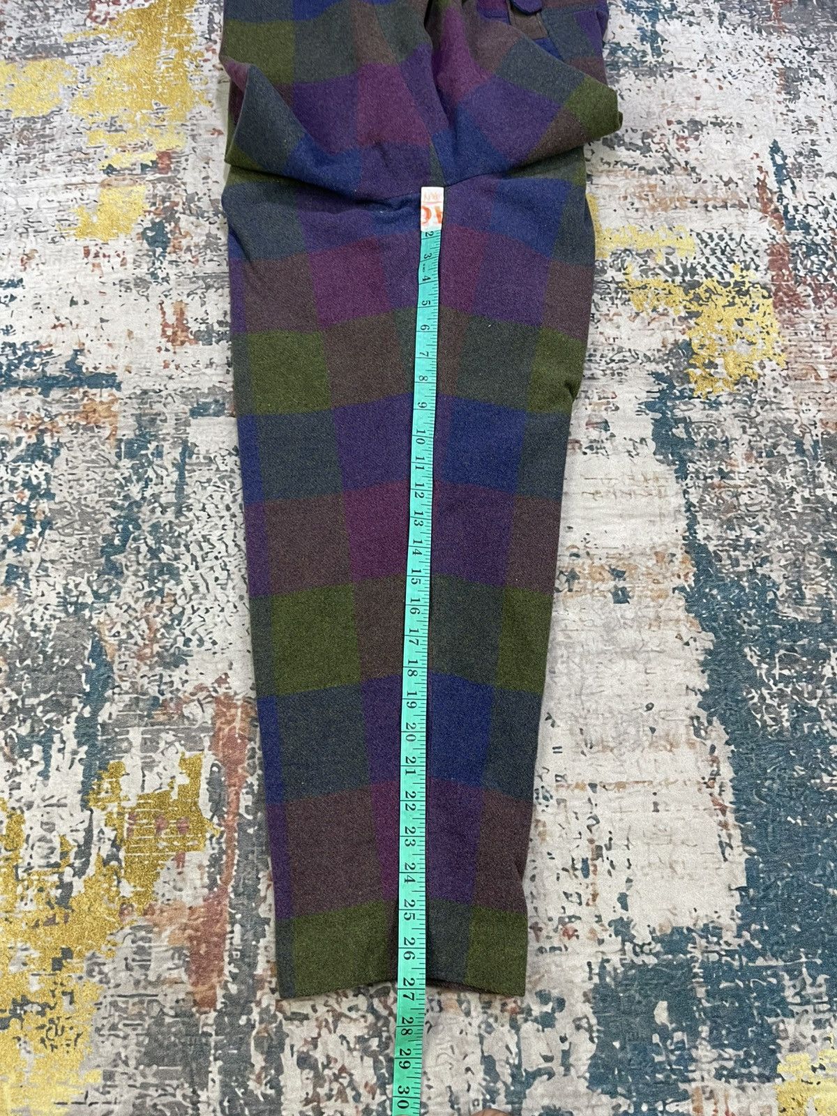 Japanese Brand Vintage Boho Patchwork Plaid Wide Leg Wool Dungaree Size US 30 / EU 46 - 12 Thumbnail