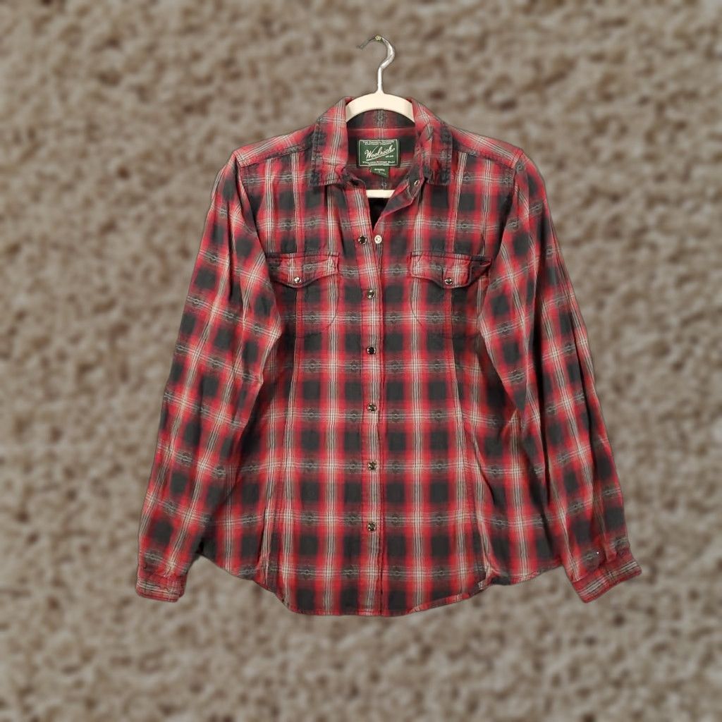 Vintage VINTAGE Woolrich Pearl Snap Shirt Womens Small Plaid Red Black Pockets Long Sleeve Size S / US 4 / IT 40 - 1 Thumbnail