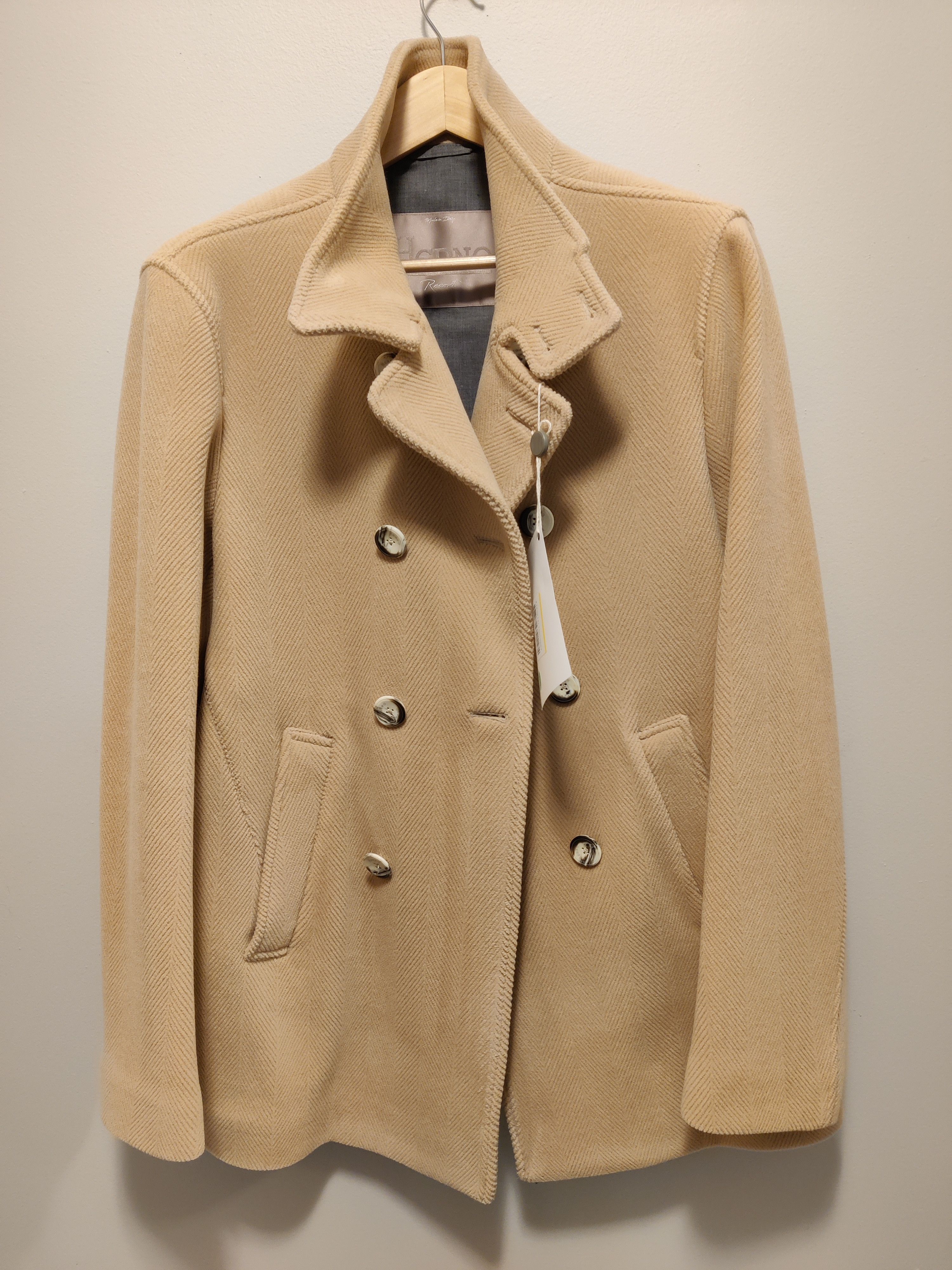 Herno Herno Beige Herringbone Wool Coat - NWT Size US L / EU 52-54 / 3 - 3 Thumbnail