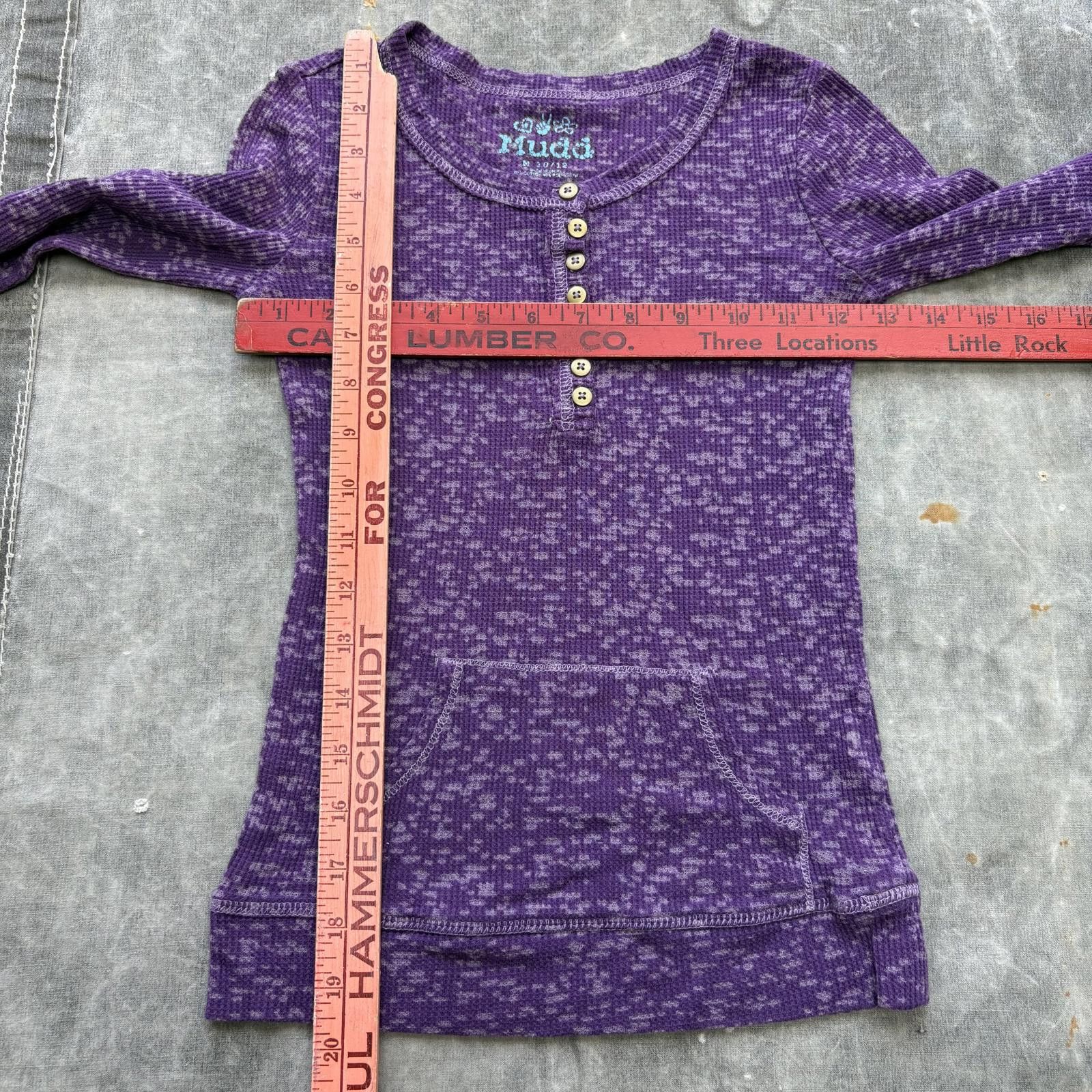 Vintage Vintage Y2K Mudd Purple Speckled Fairy Thermal Henley Shirt Size M / US 6-8 / IT 42-44 - 4 Thumbnail