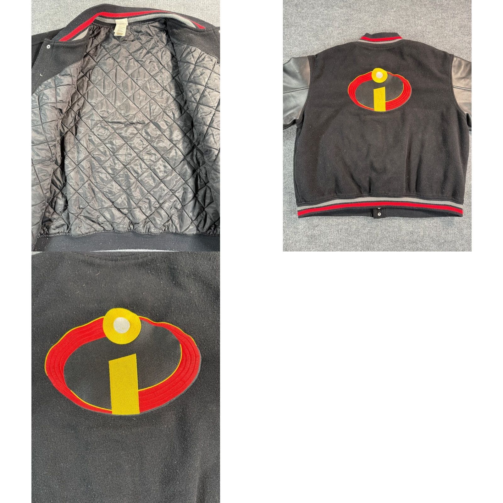 Disney VINTAGE The Incredibles Disney Pixar varsity jacket Mens XL Black Leather Wool Size US XL / EU 56 / 4 - 10 Thumbnail