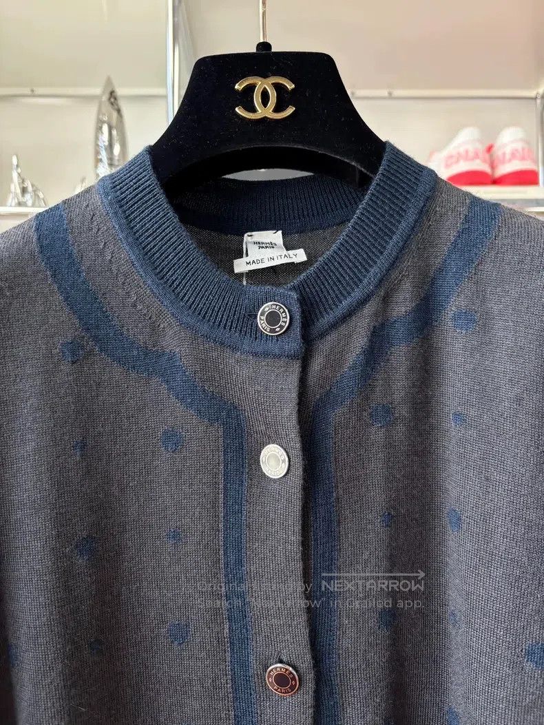 Hermes Hermes Navy blue and dark grey round neck single-breasted Size XXS / US 00 / IT 34 - 2 Thumbnail